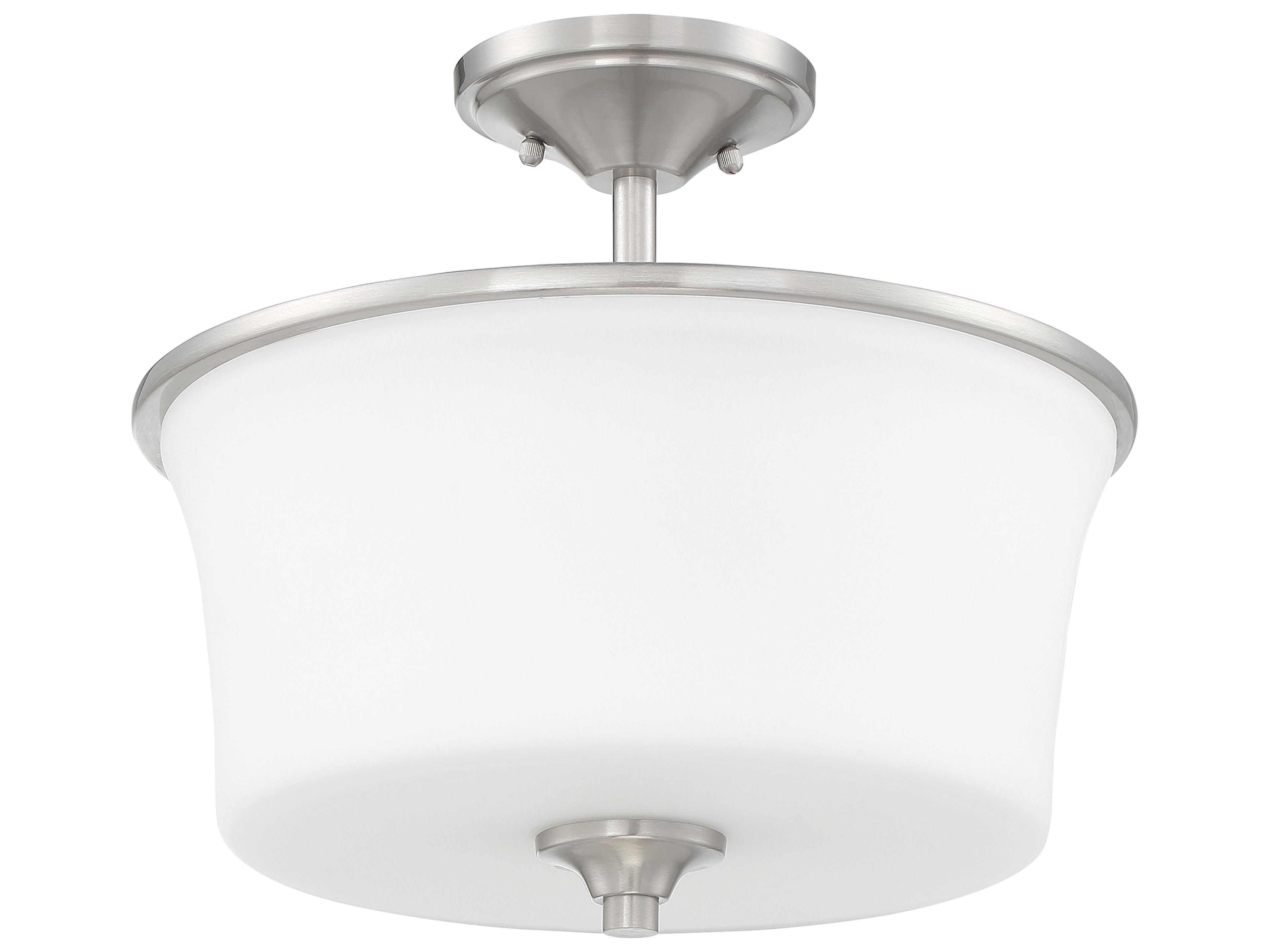 Craftmade Gwyneth 2-Light Brushed Polished Nickel Glass Drum Semi Flush Mount