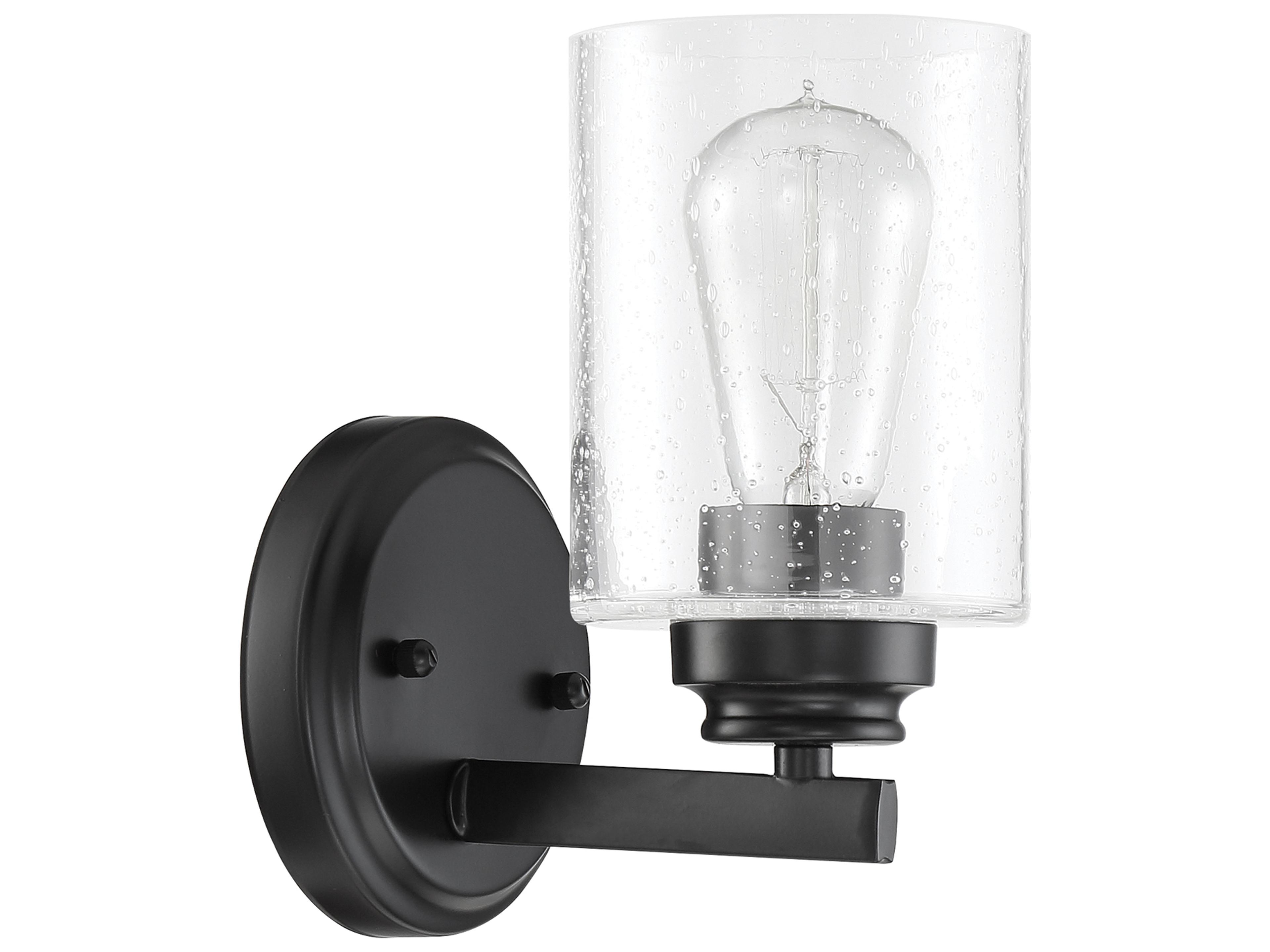 Craftmade Bolden 1-Light Flat Black Glass Wall Sconce