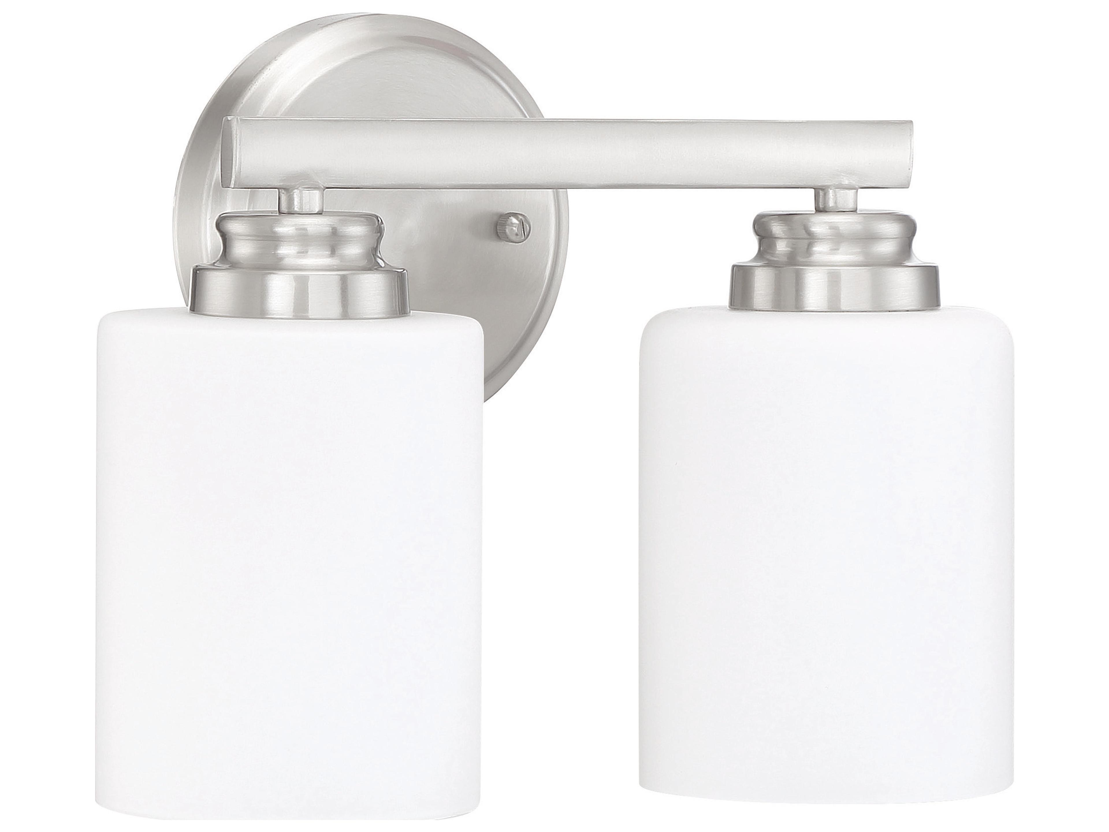 Craftmade Bolden 2-Light Brushed Polished Nickel Glass Vanity Light