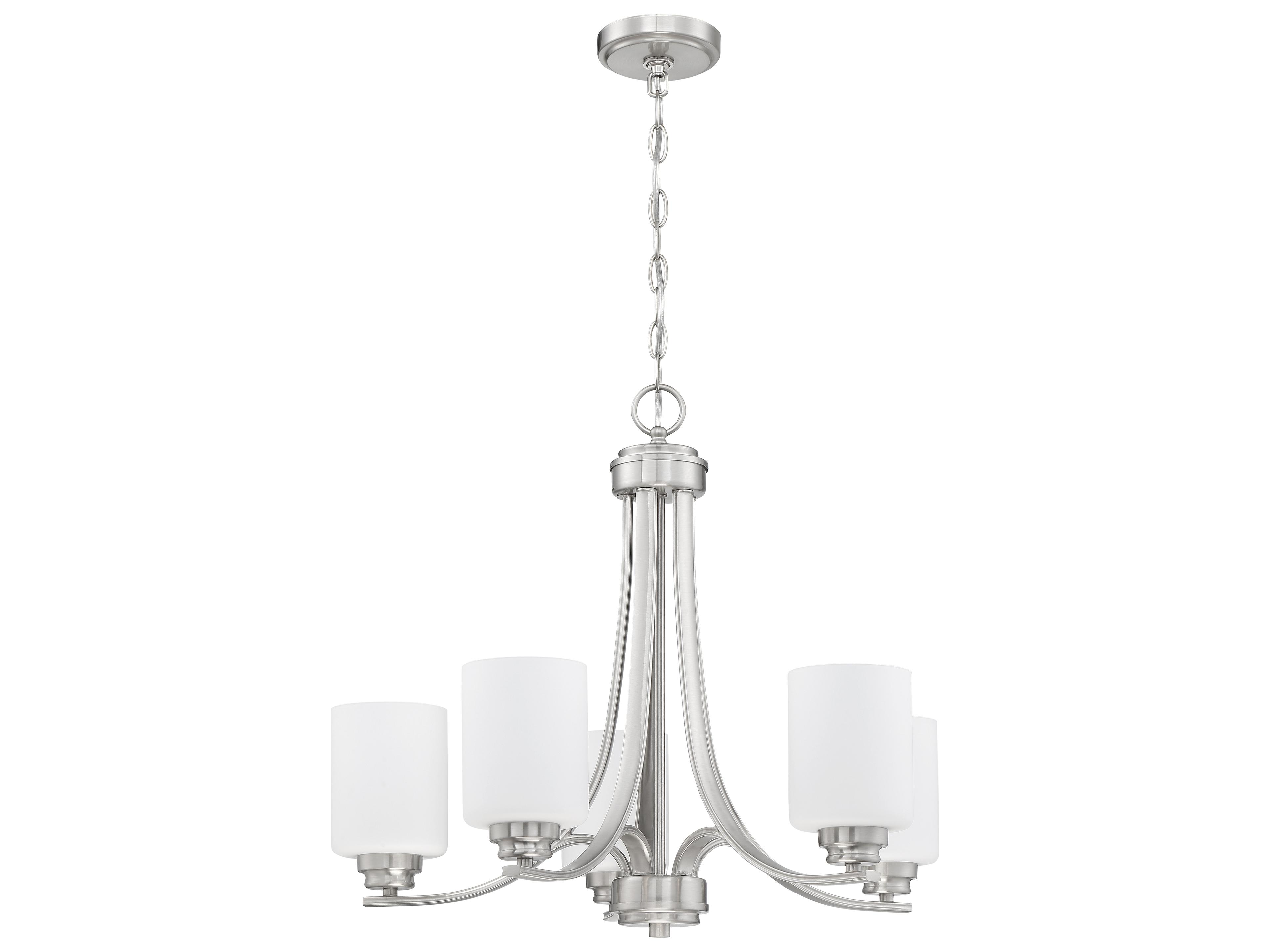 Craftmade Bolden 5-Light Brushed Polished Nickel Glass Cylinder Chandelier