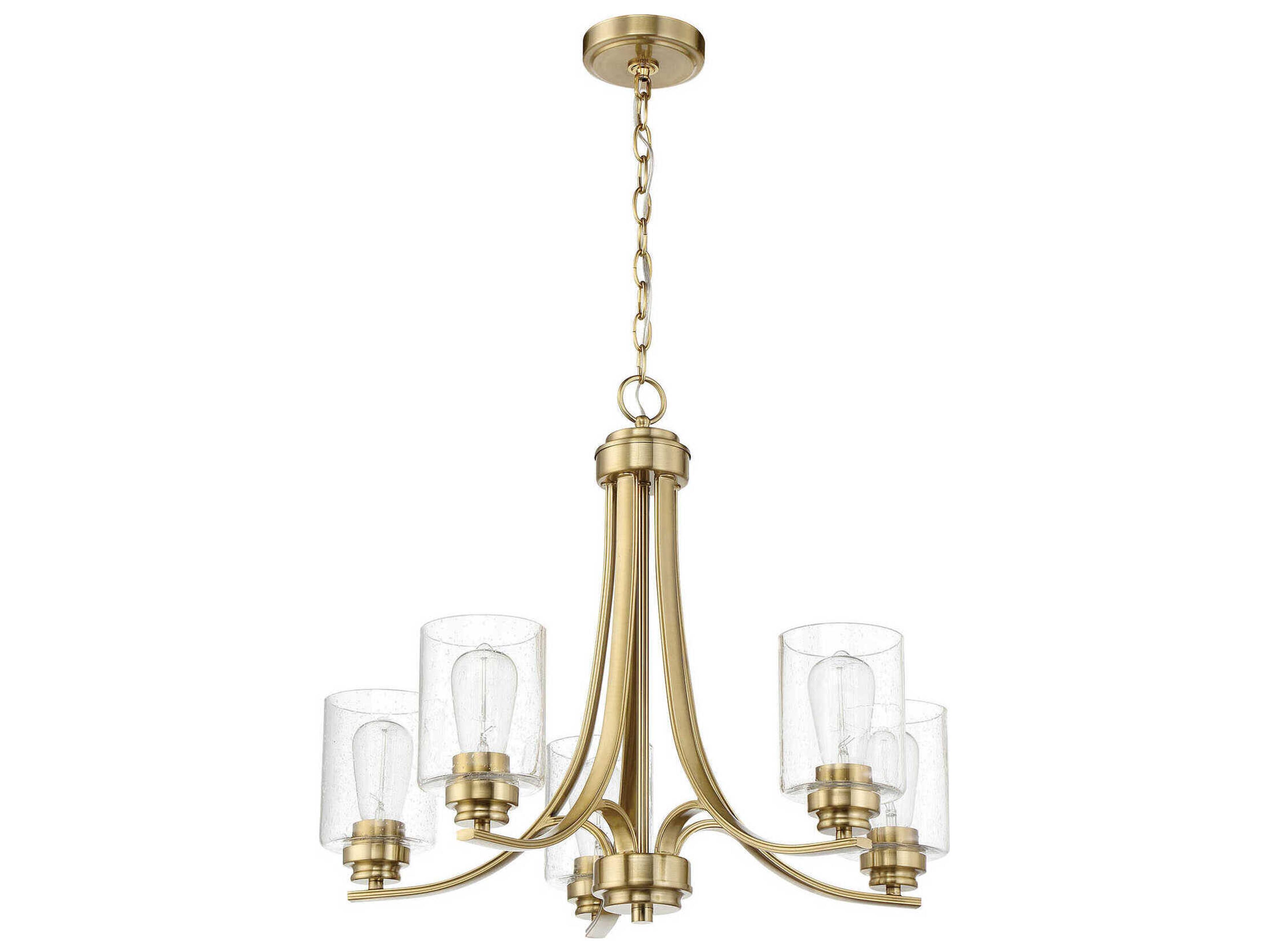 Craftmade Bolden 5-Light Satin Brass Glass Cylinder Chandelier