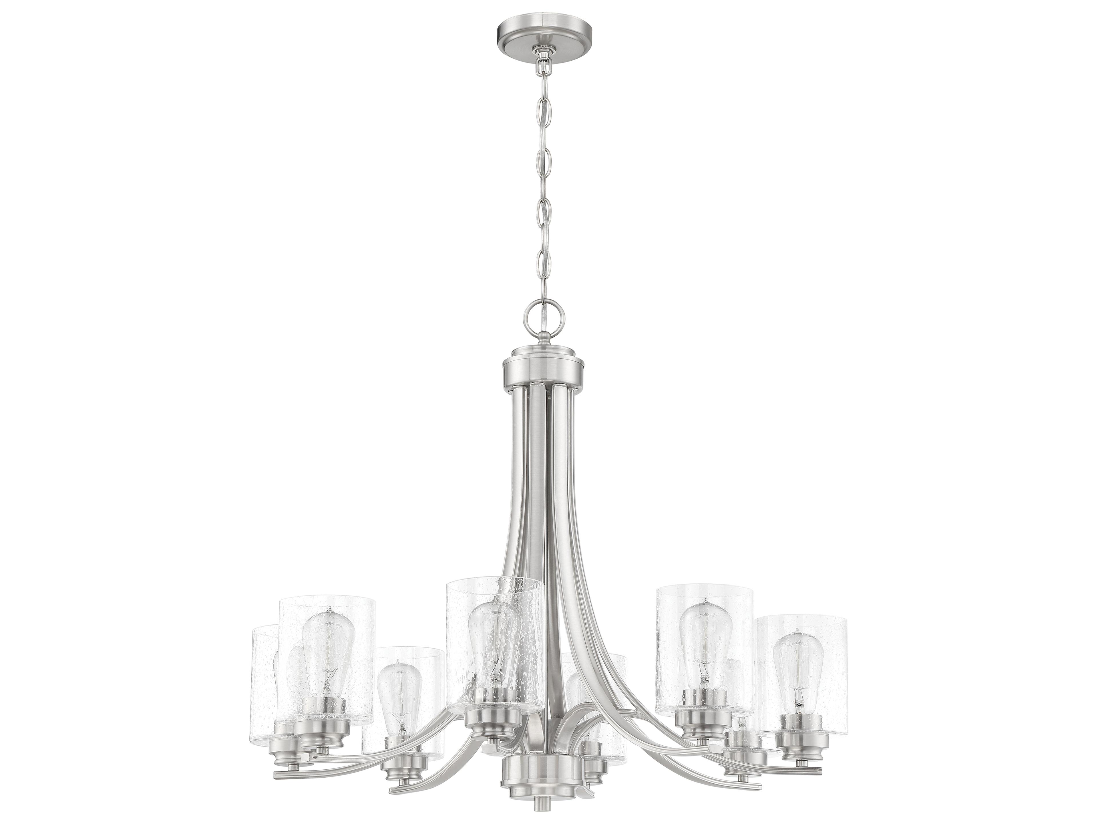 Craftmade Bolden 8-Light Brushed Polished Nickel Glass Cylinder Chandelier