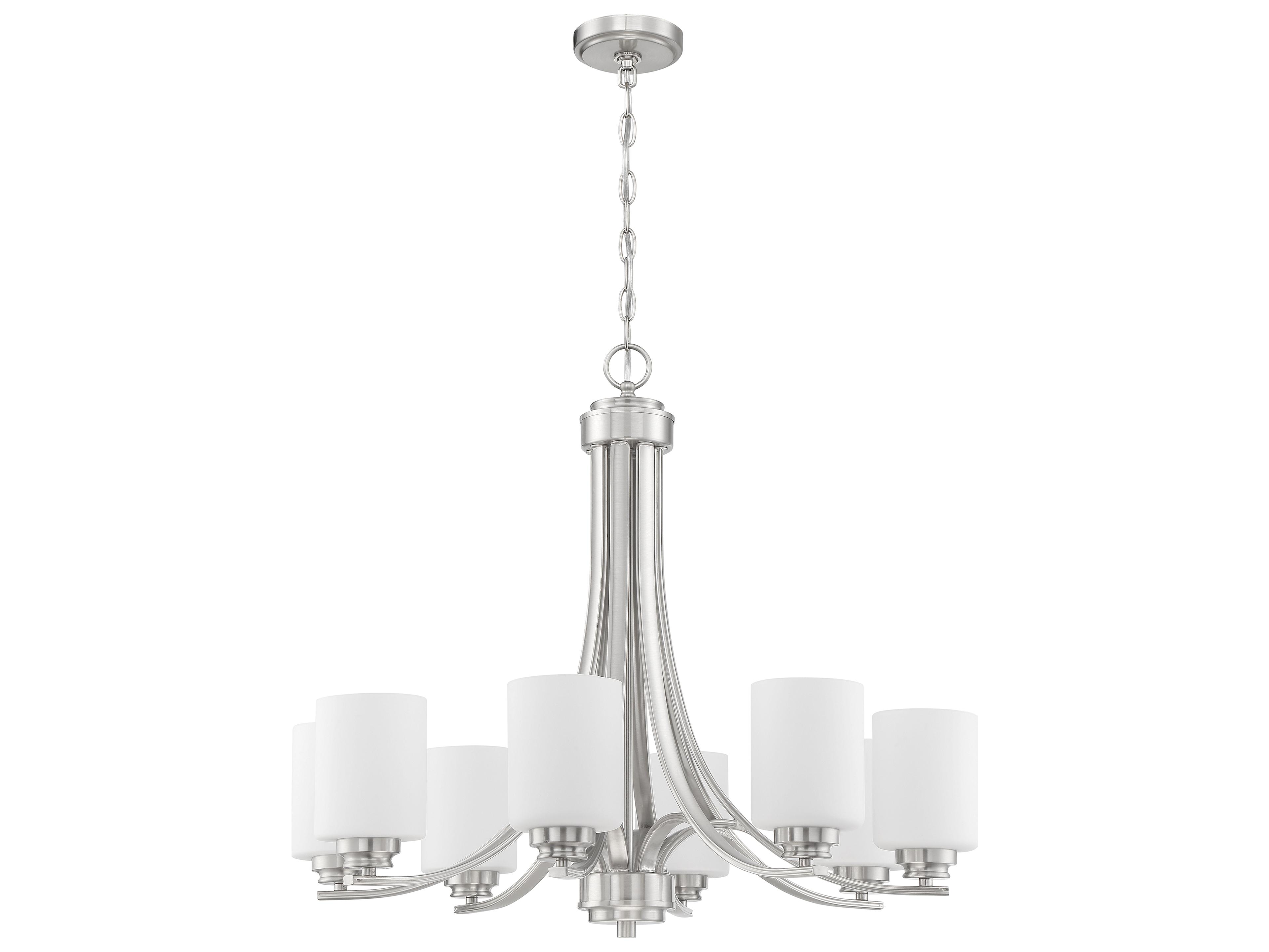Craftmade Bolden 8-Light Brushed Polished Nickel Glass Cylinder Chandelier