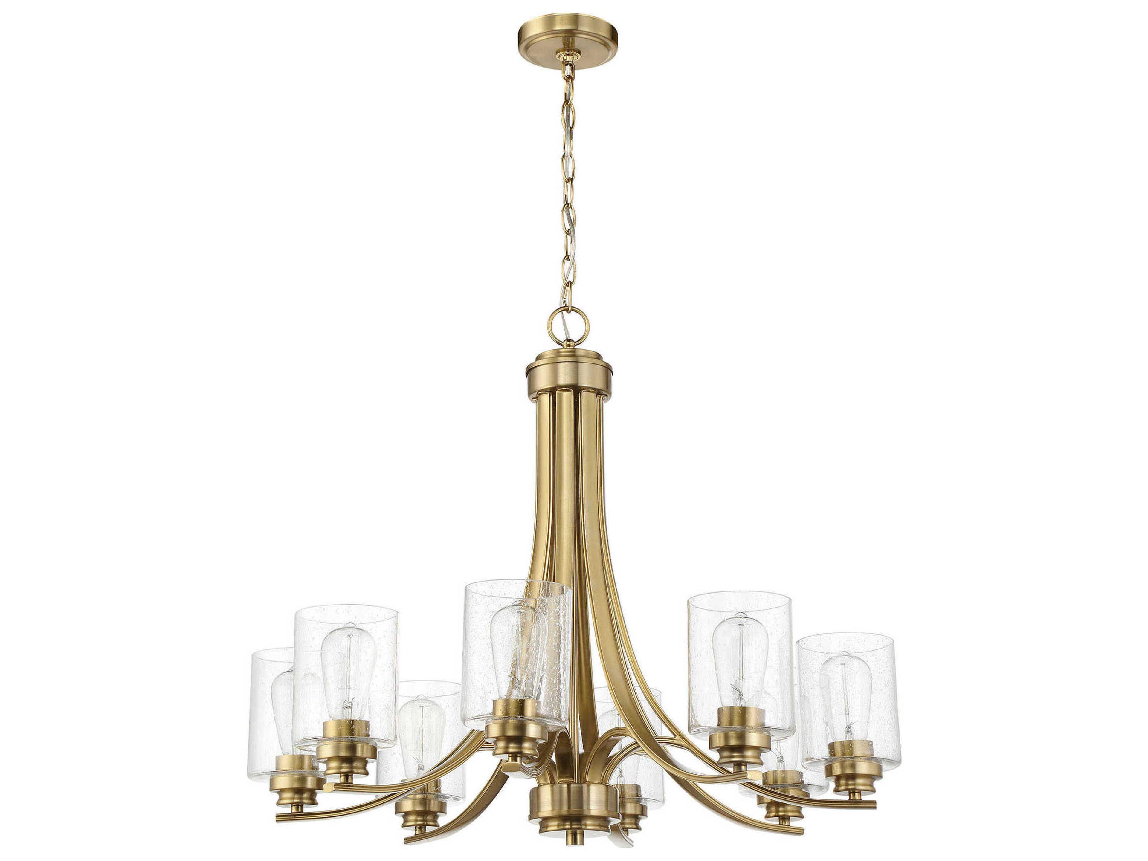 Craftmade Bolden 8-Light Satin Brass Glass Cylinder Chandelier