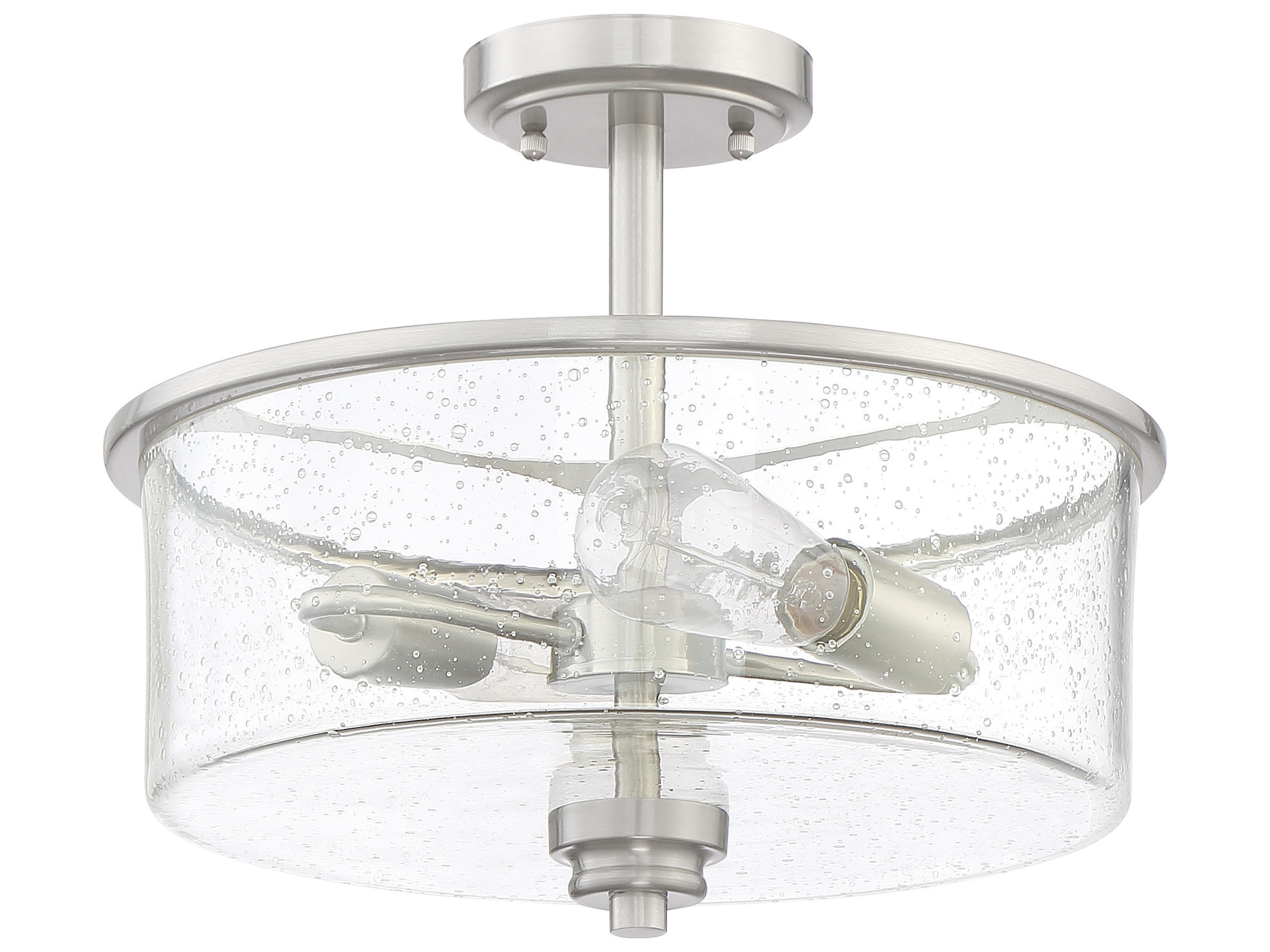 Craftmade Bolden 2-Light Brushed Polished Nickel Glass Drum Pendant