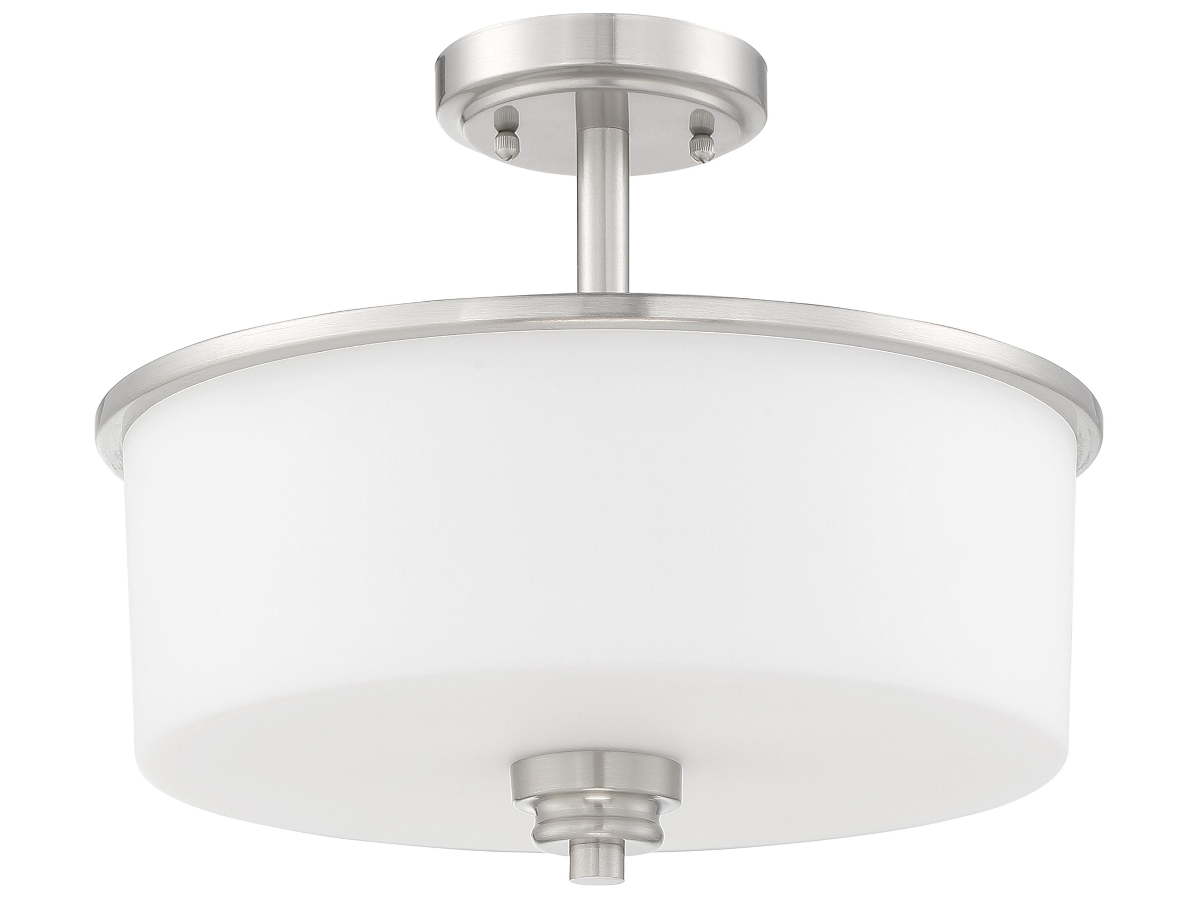 Craftmade Bolden 2-Light Brushed Polished Nickel Glass Drum Pendant