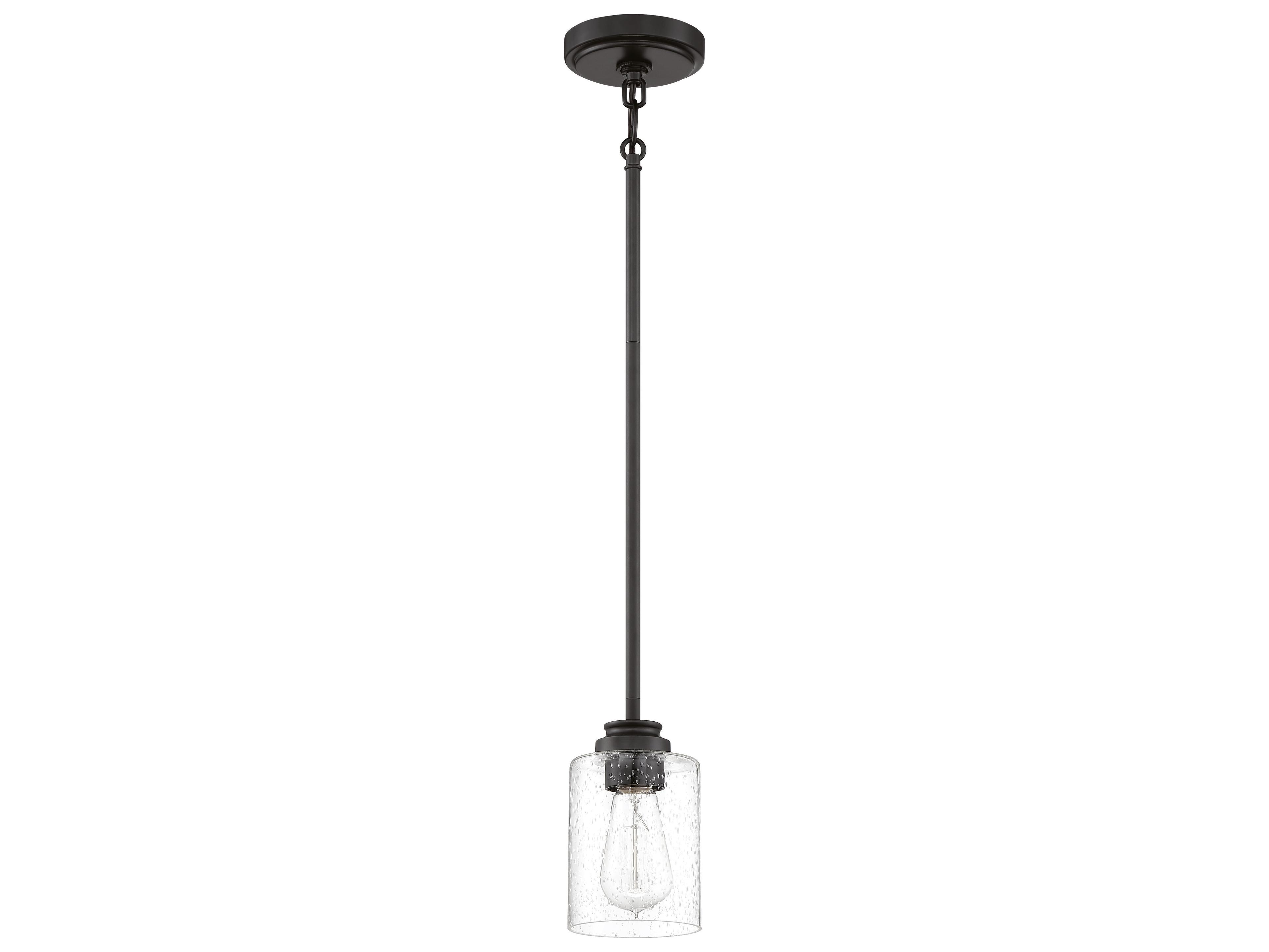Craftmade Bolden 1-Light Flat Black Glass Cylinder Mini Pendant