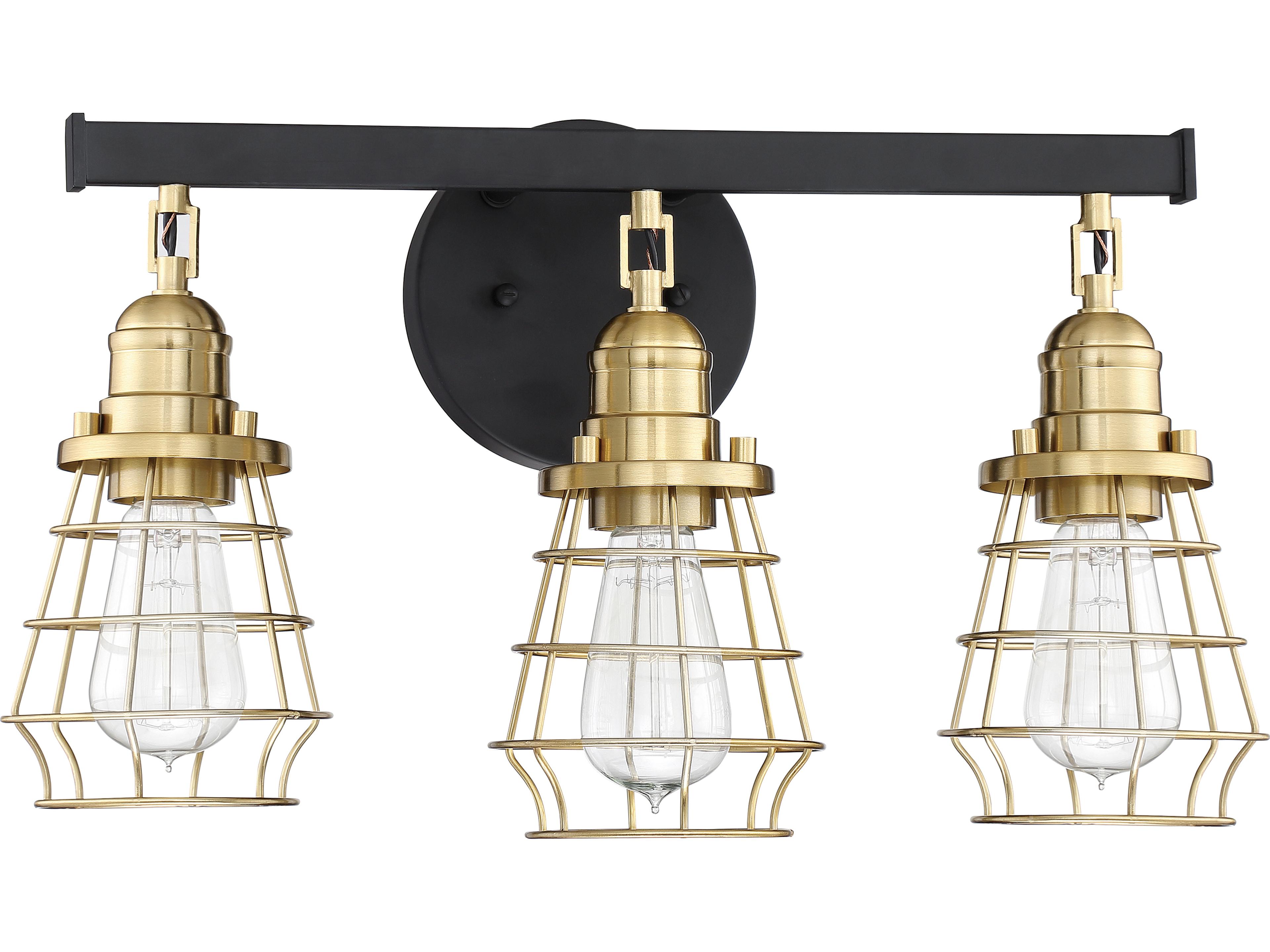 Craftmade Thatcher 3-Light Flat Black Satin Brass Vanity Light