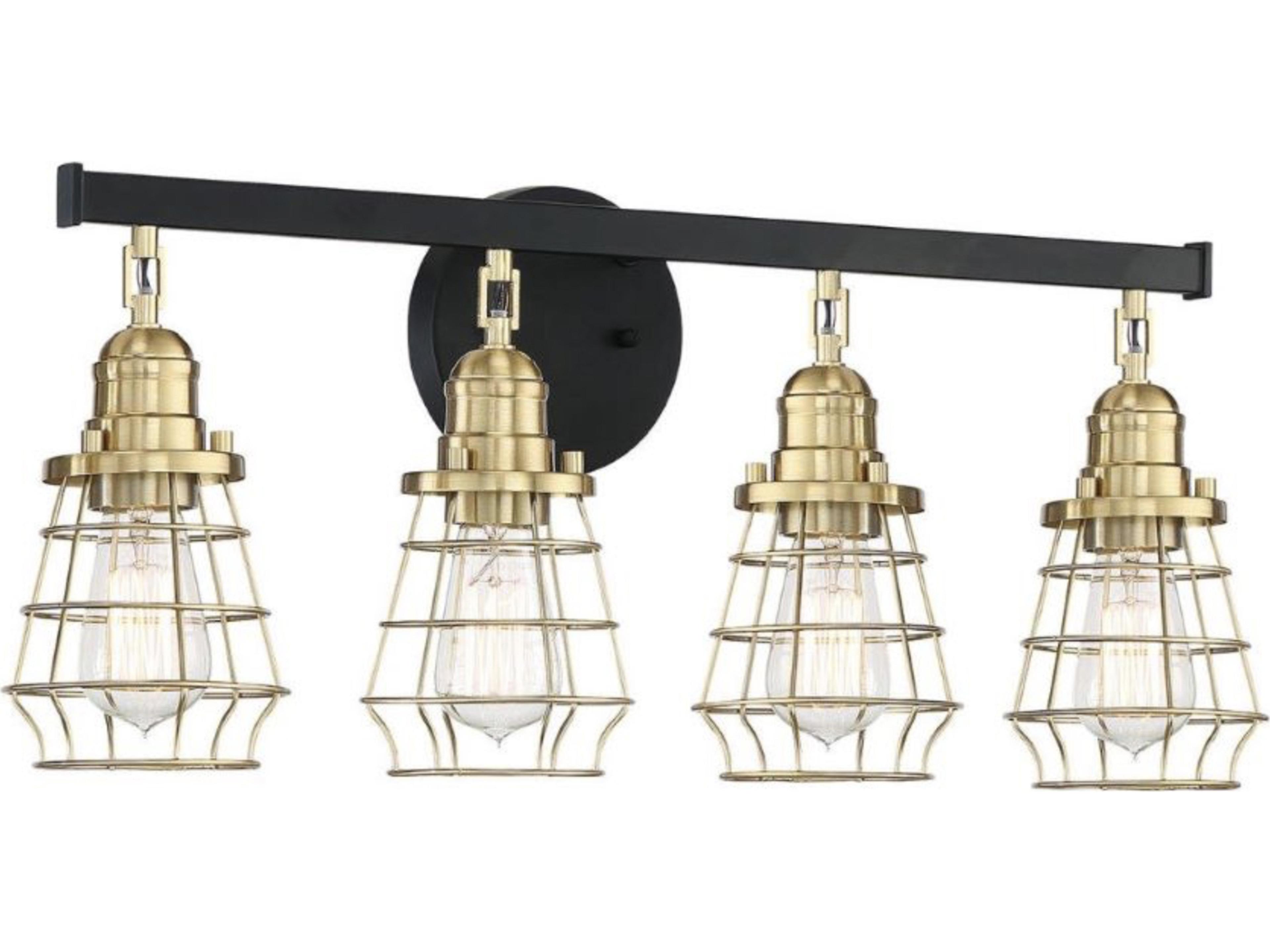 Craftmade Thatcher 4-Light Flat Black Satin Brass Vanity Light