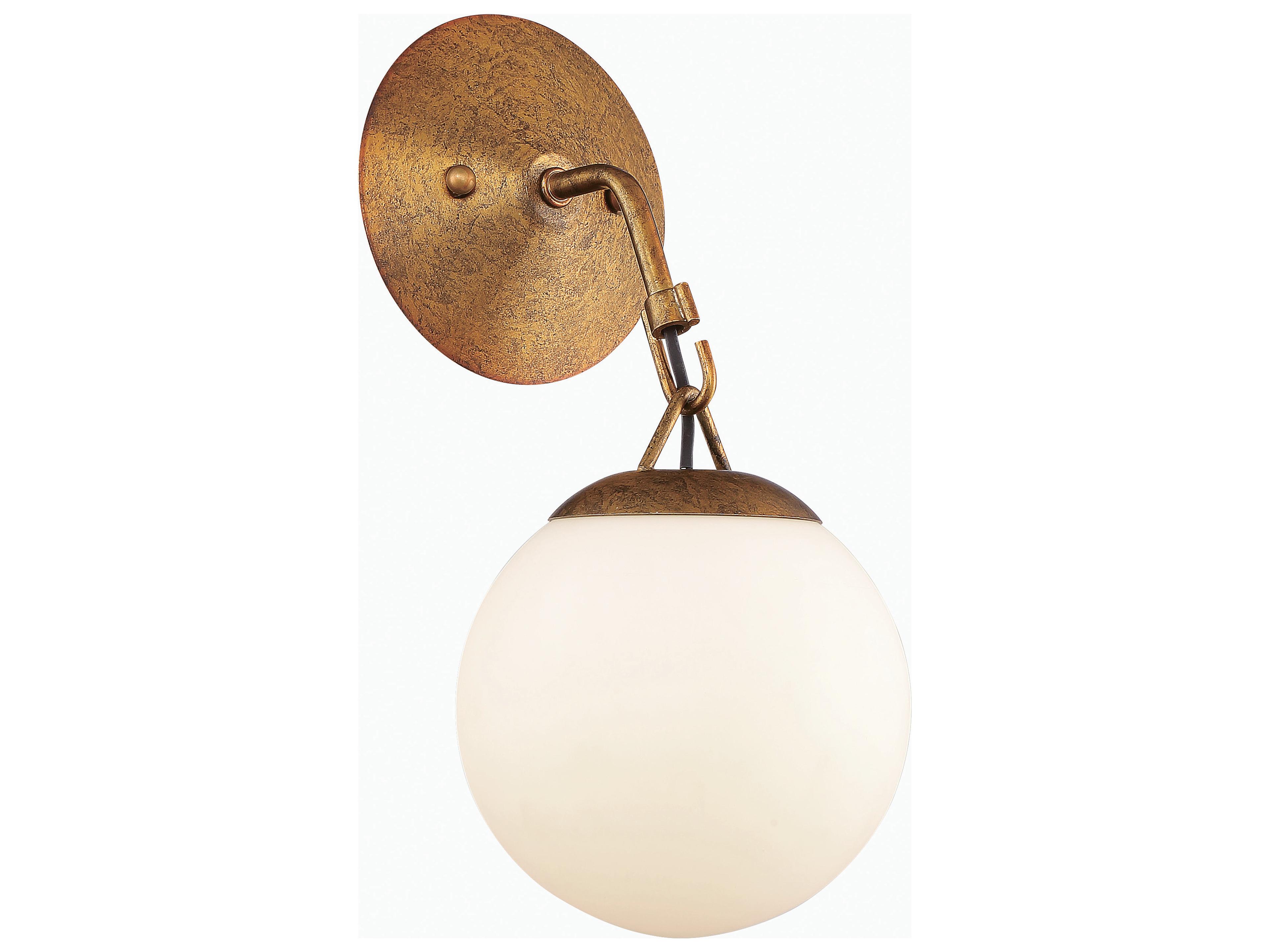 Craftmade Orion 1-Light Patina Aged Brass Glass Wall Sconce