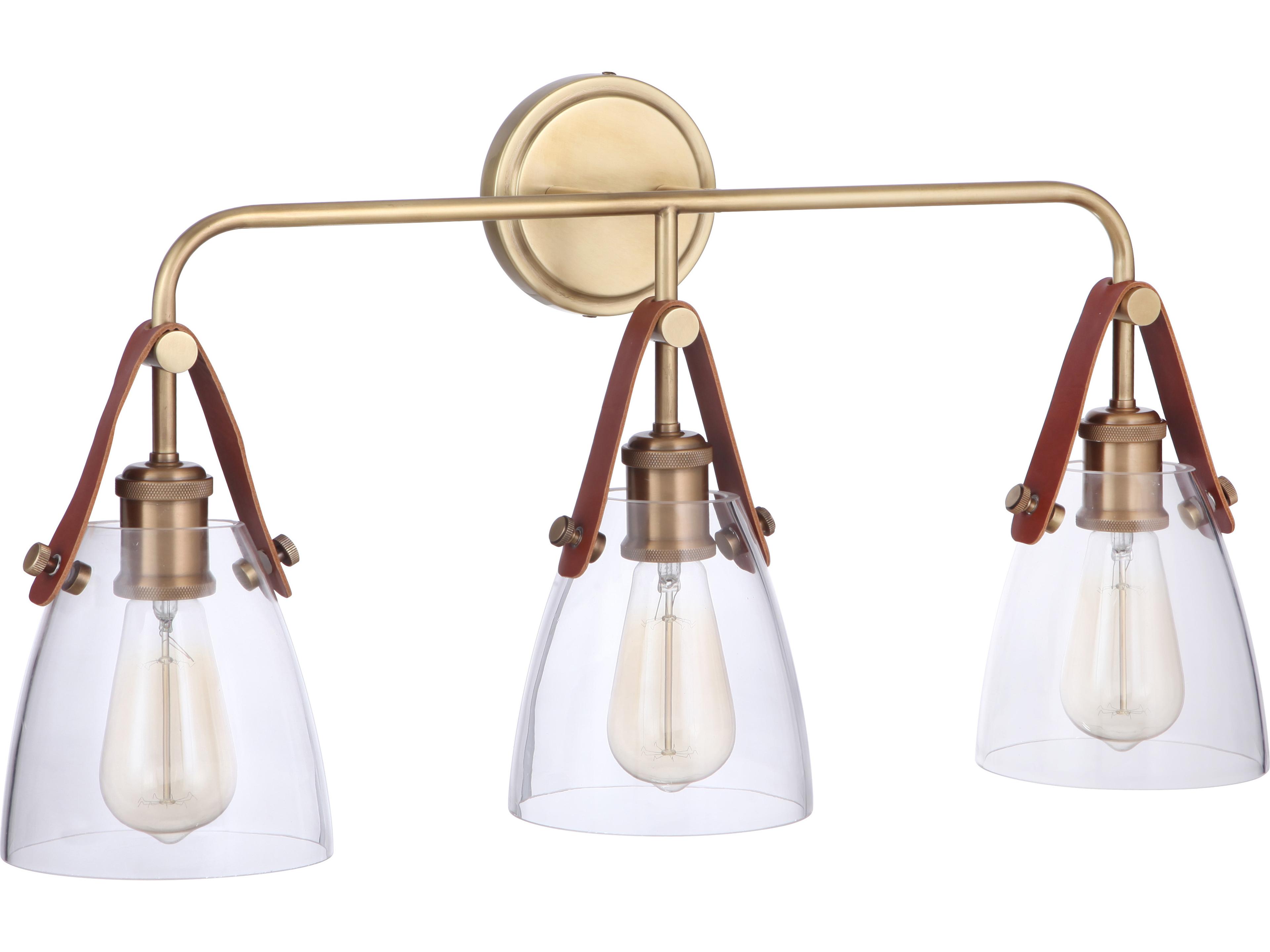 Craftmade Hagen 3-Light Vintage Brass Glass Vanity Light