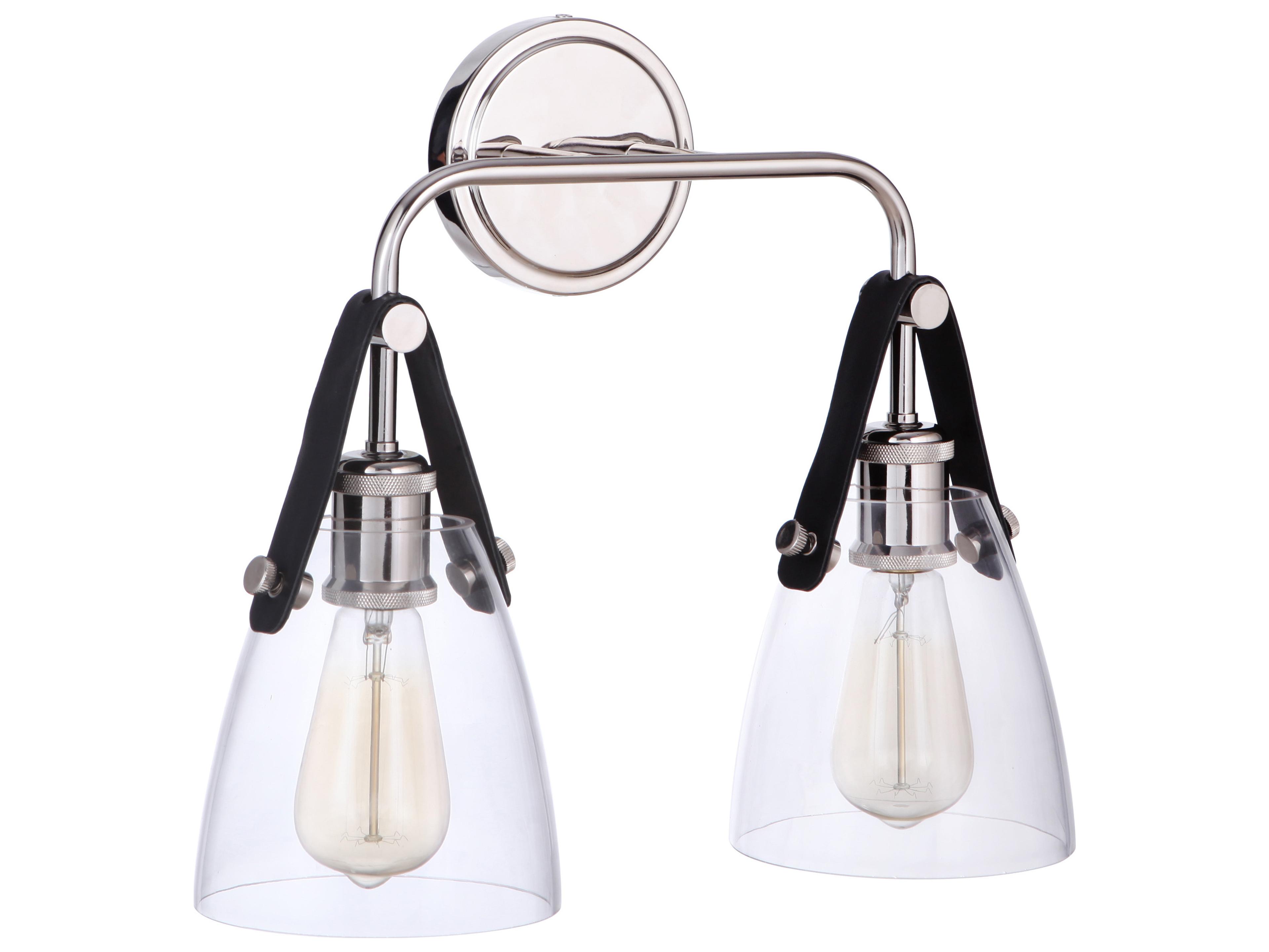 Craftmade Hagen 2-Light Polished Nickel Glass Wall Sconce