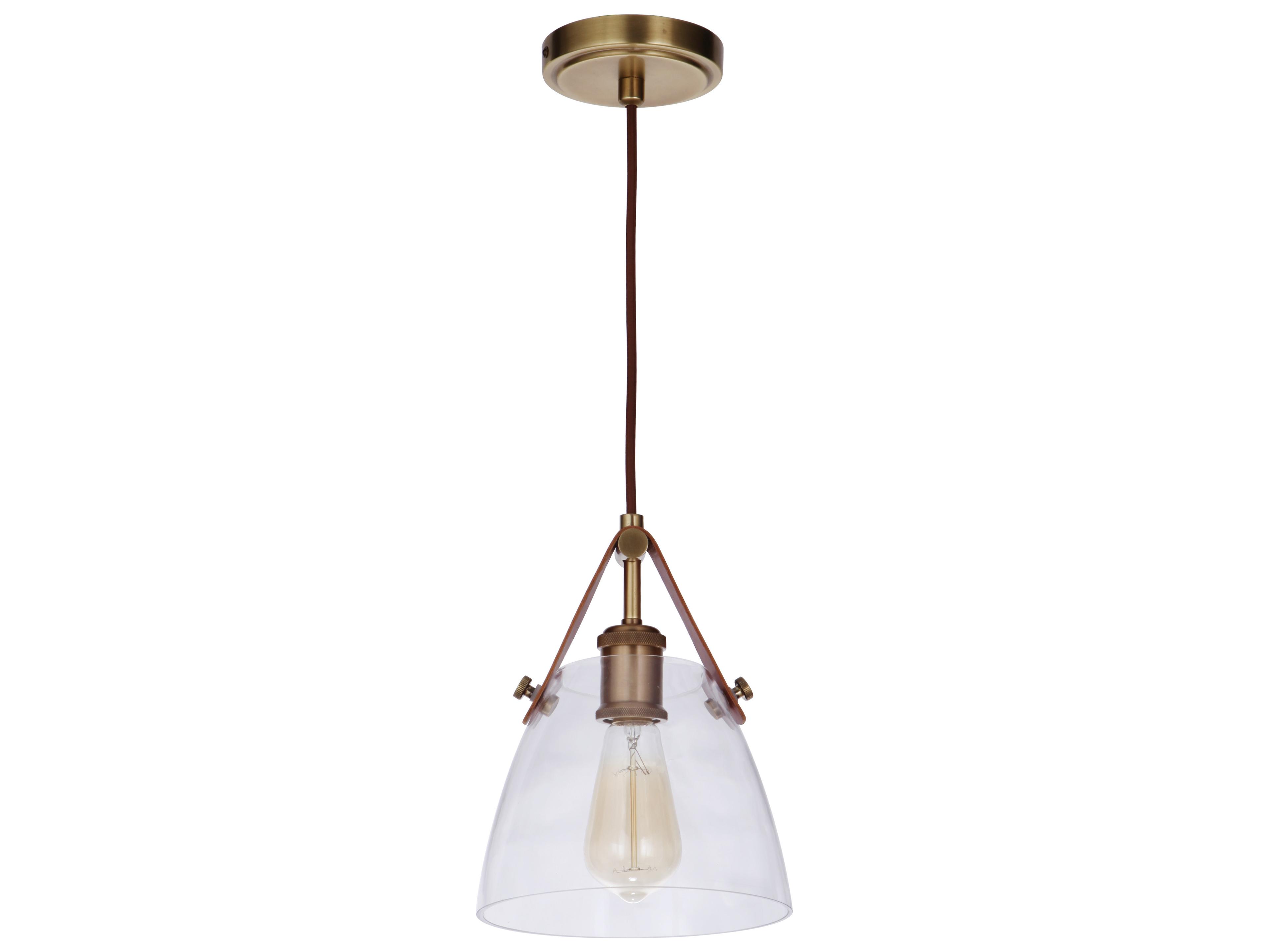 Craftmade Hagen 1-Light Vintage Brass Glass Mini Pendant