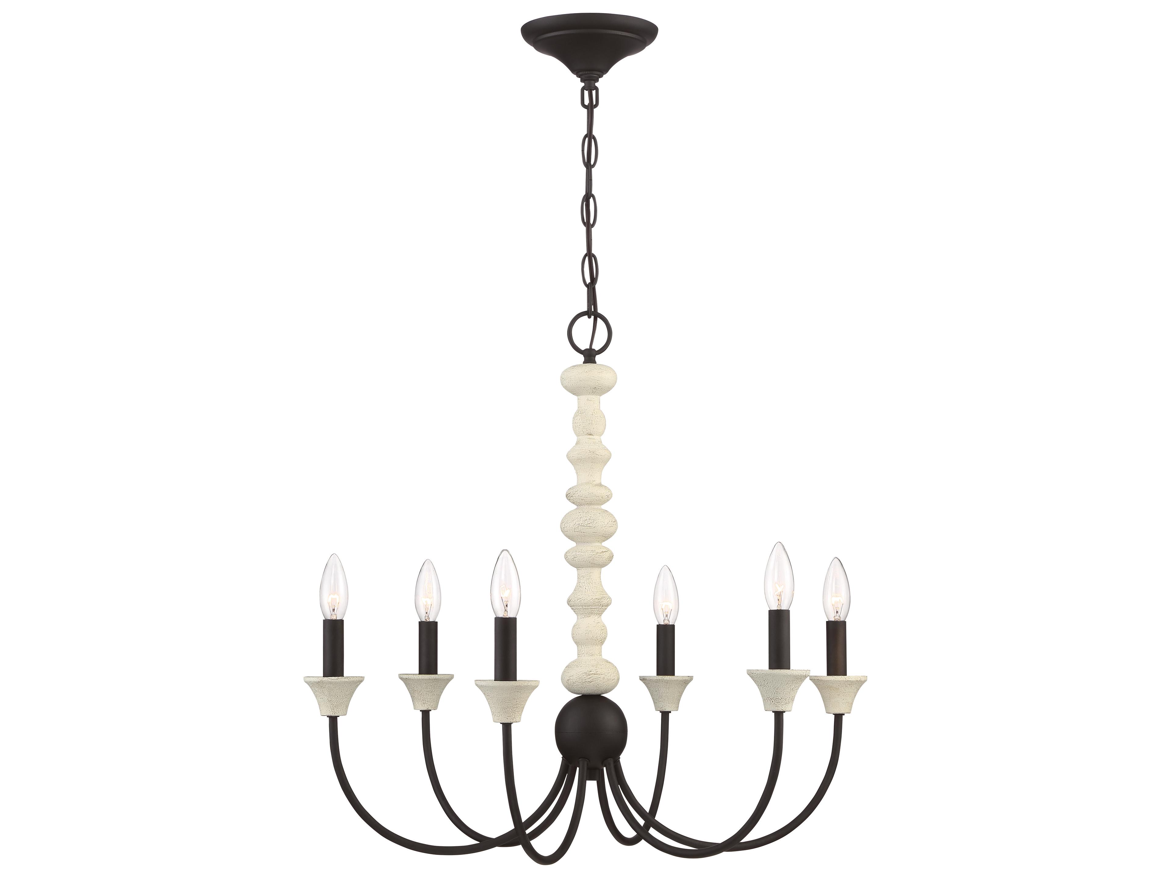 Craftmade Meadow Place 6-Light Cottage White Espresso Candelabra Chandelier
