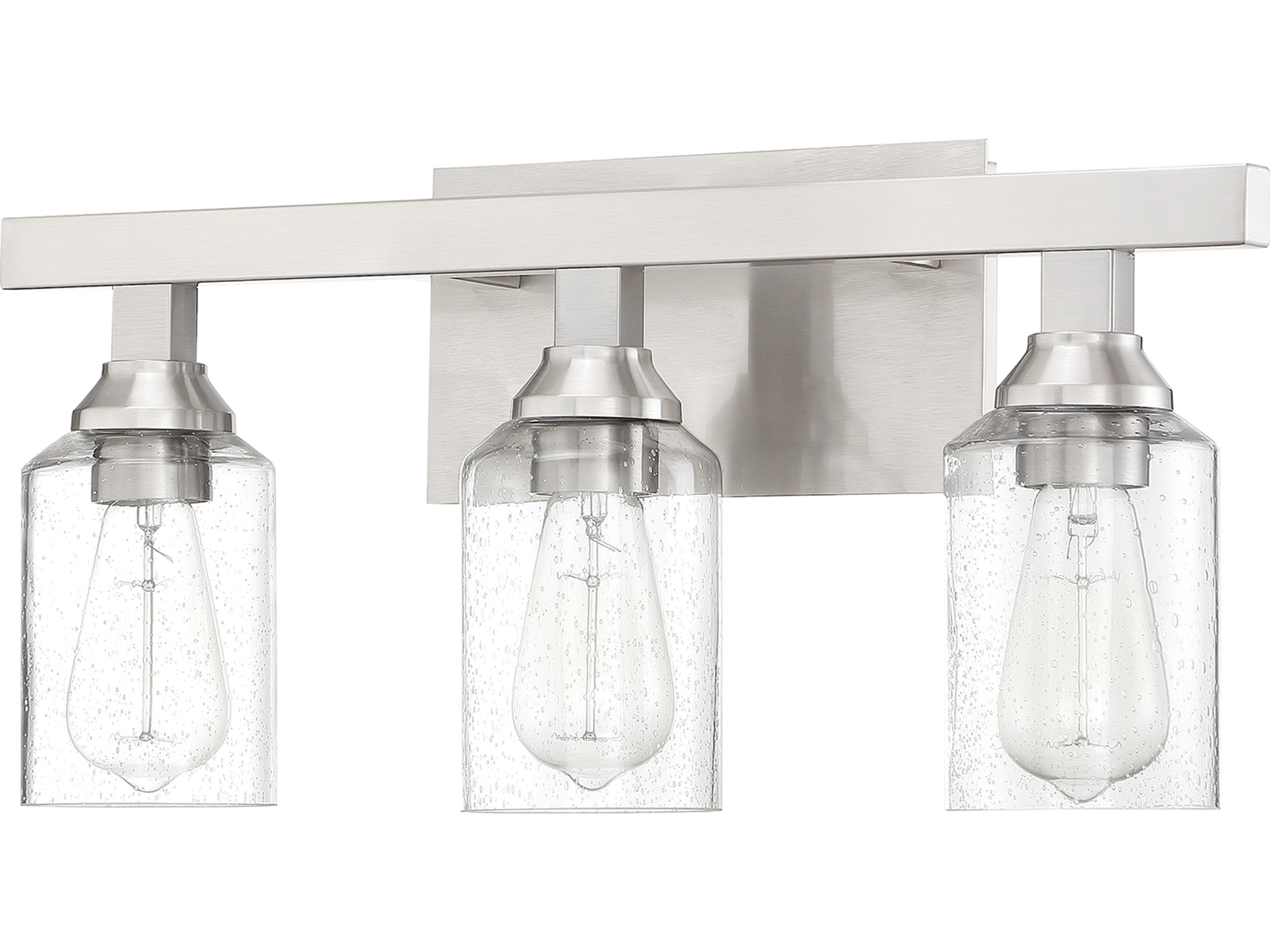 Craftmade Chicago 3-Light Brushed Polished Nickel Glass Vanity Light
