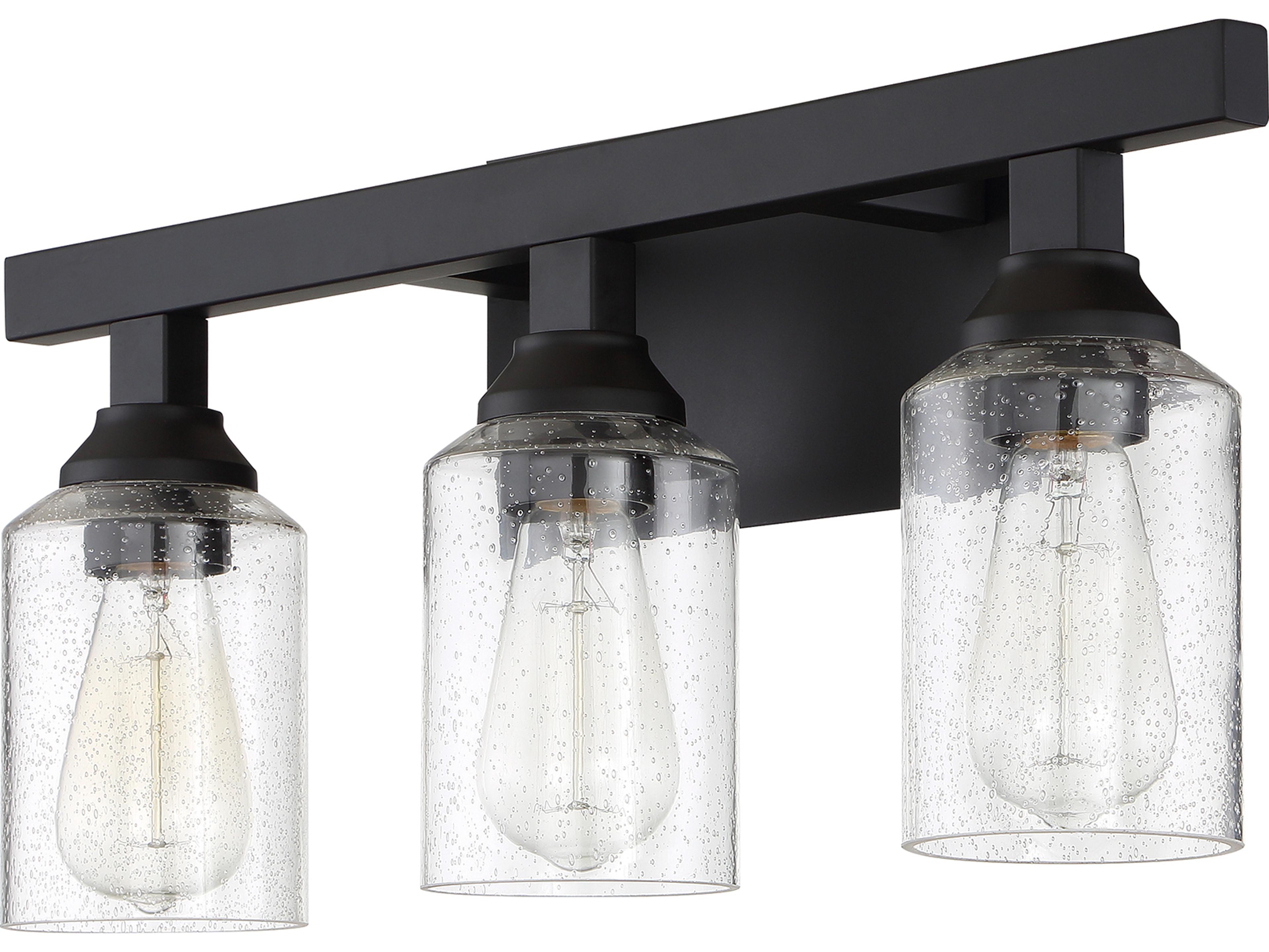 Craftmade Chicago 3-Light Flat Black Glass Vanity Light