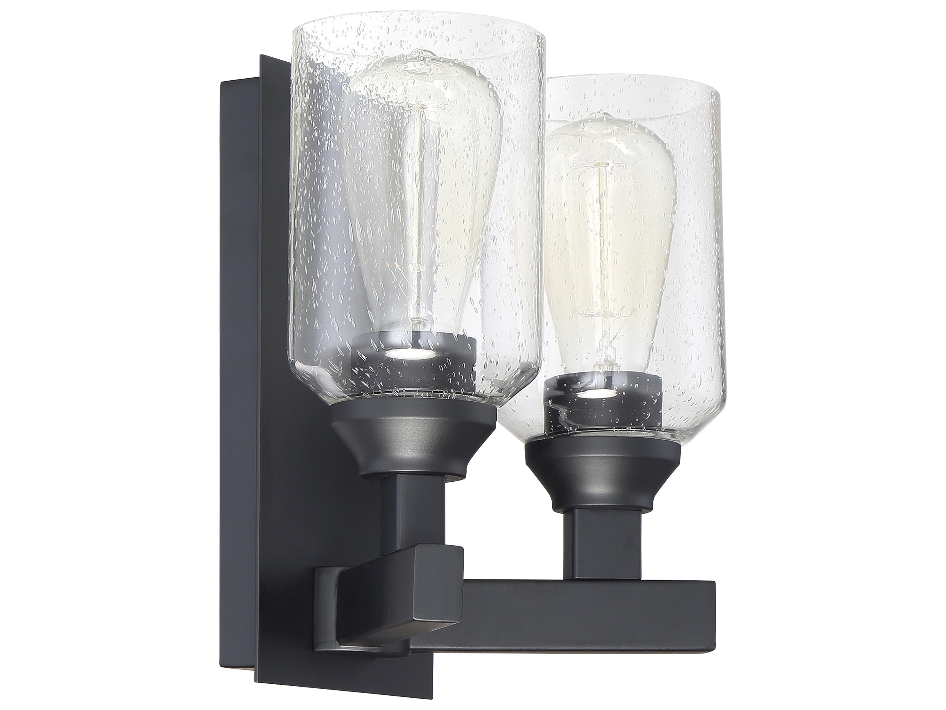 Craftmade Chicago 2-Light Flat Black Glass Vanity Light