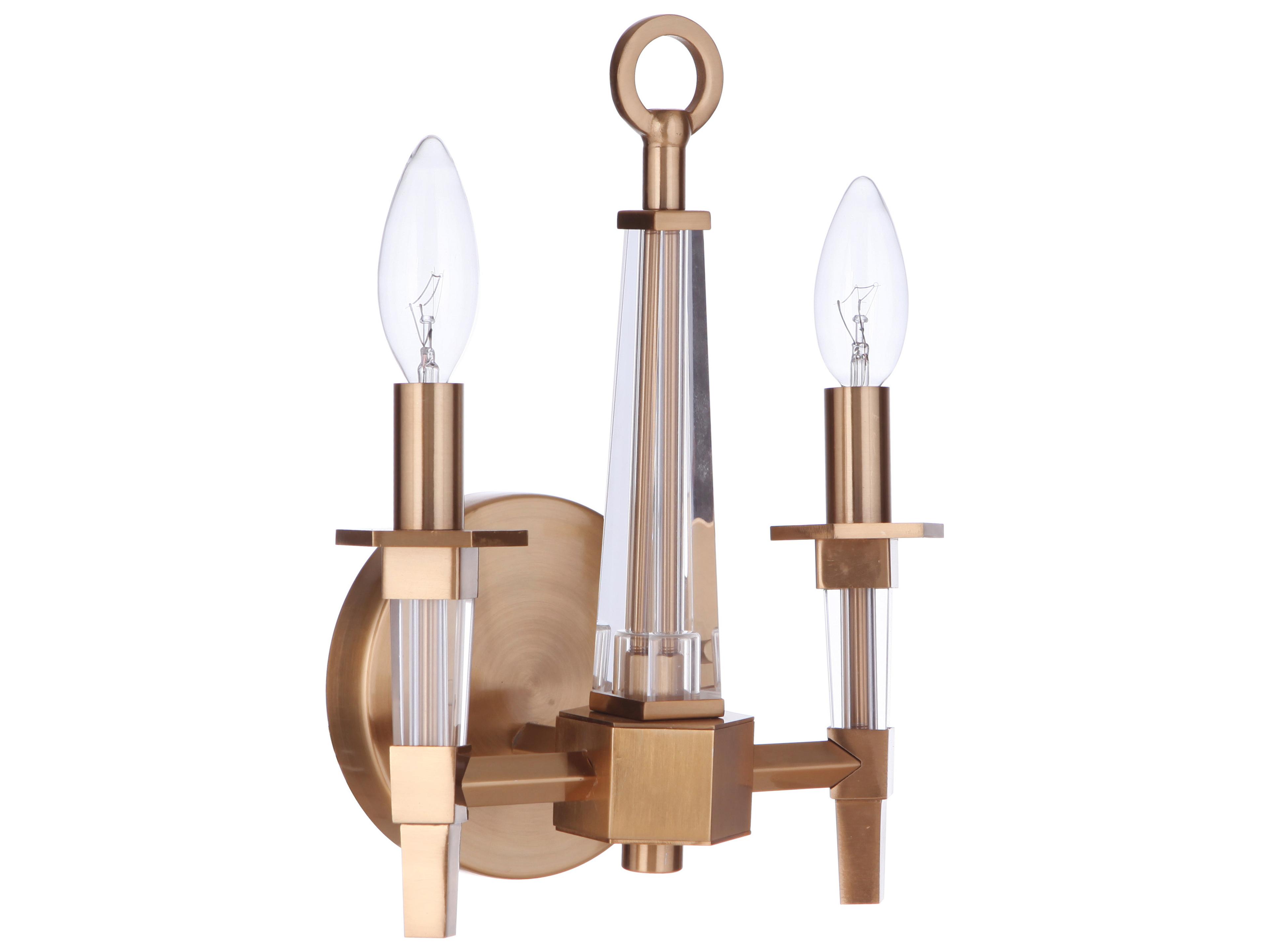 Craftmade Tarryn 2-Light Satin Brass Crystal Wall Sconce