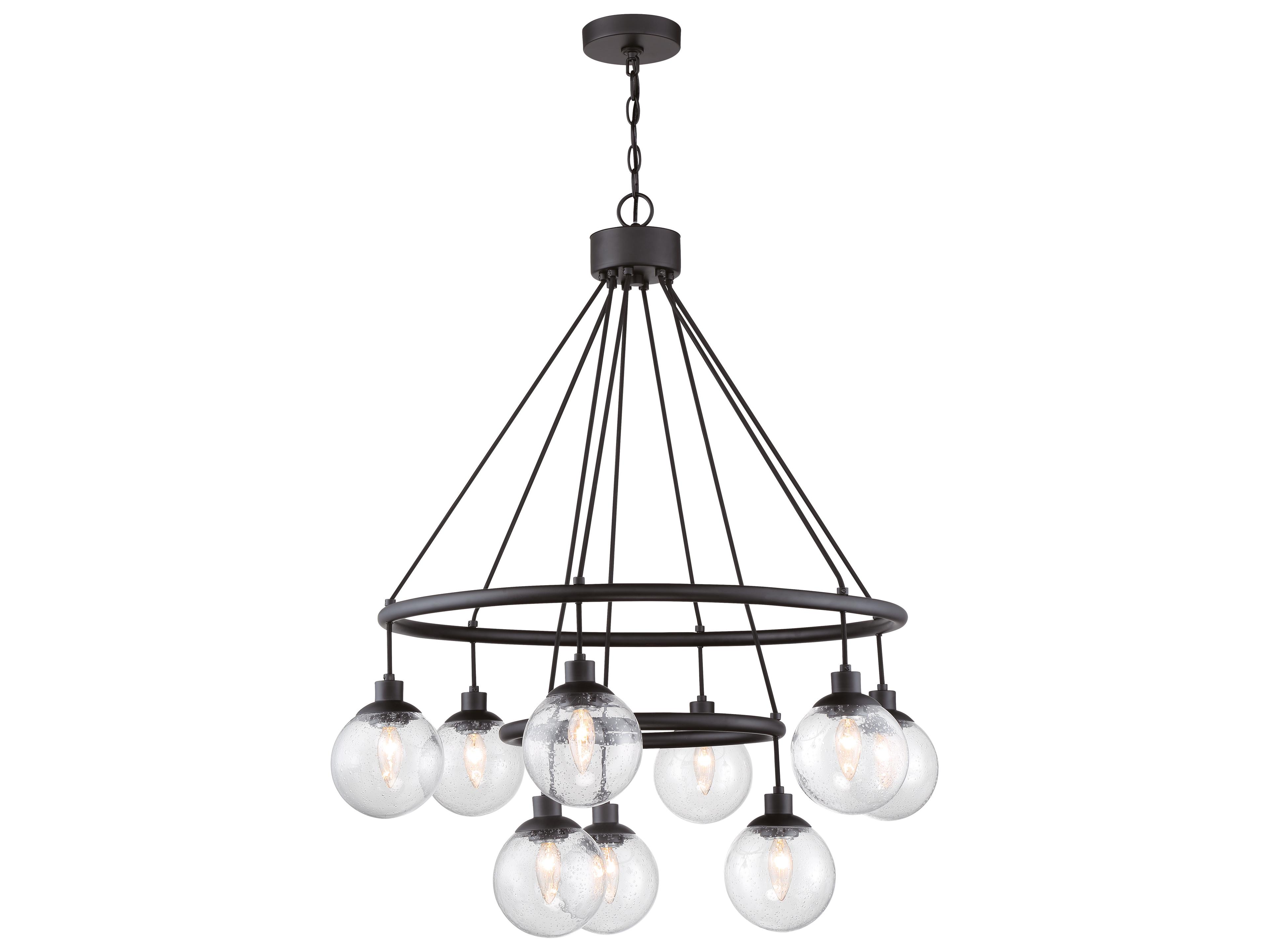 Craftmade Que 9-Light Flat Black Glass Globe Chandelier