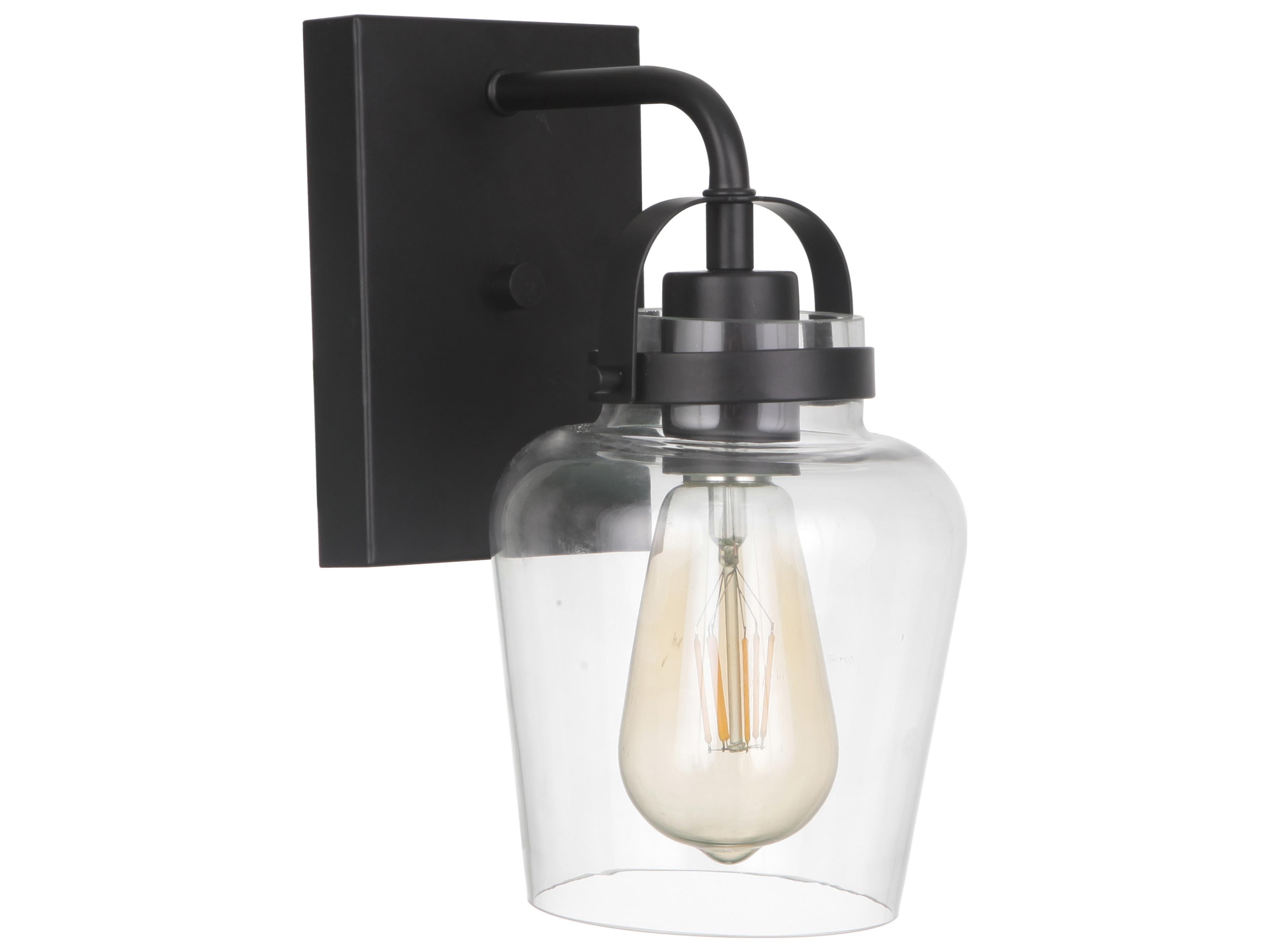 Craftmade Trystan 1-Light Flat Black Glass Vanity Light