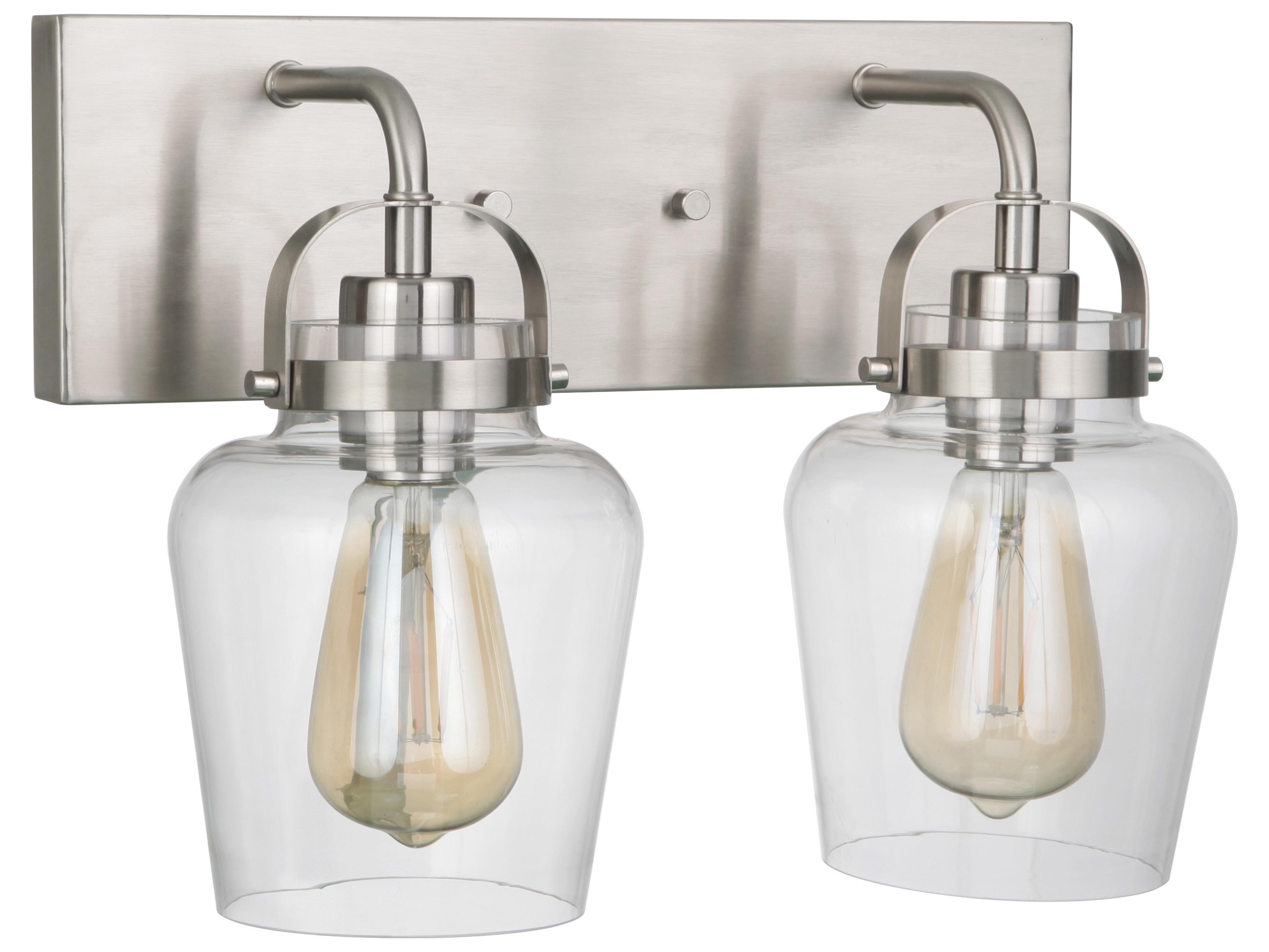 Craftmade Trystan 2-Light Brushed Polished Nickel Glass Vanity Light