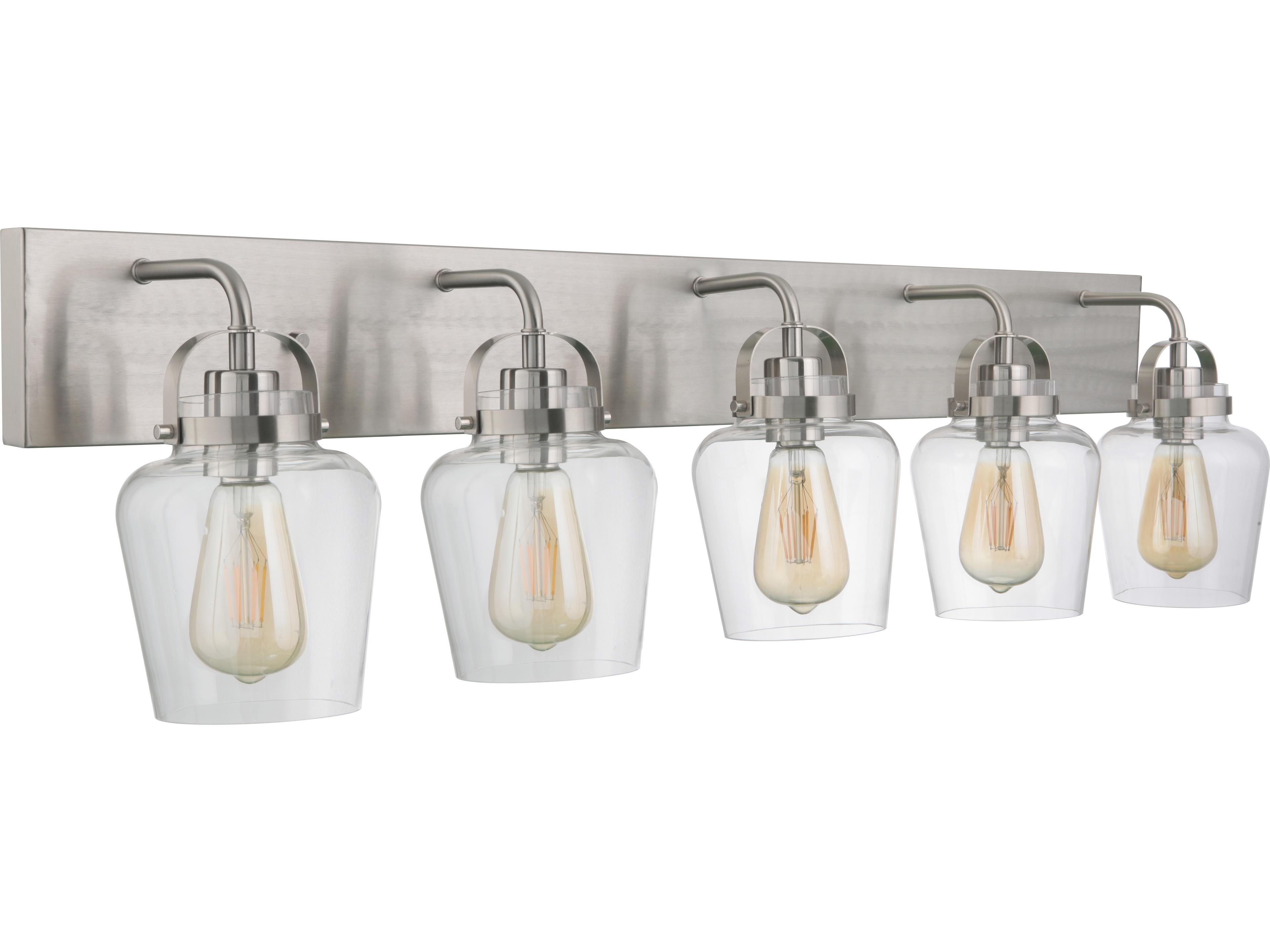 Craftmade Trystan 5-Light Brushed Polished Nickel Glass Vanity Light