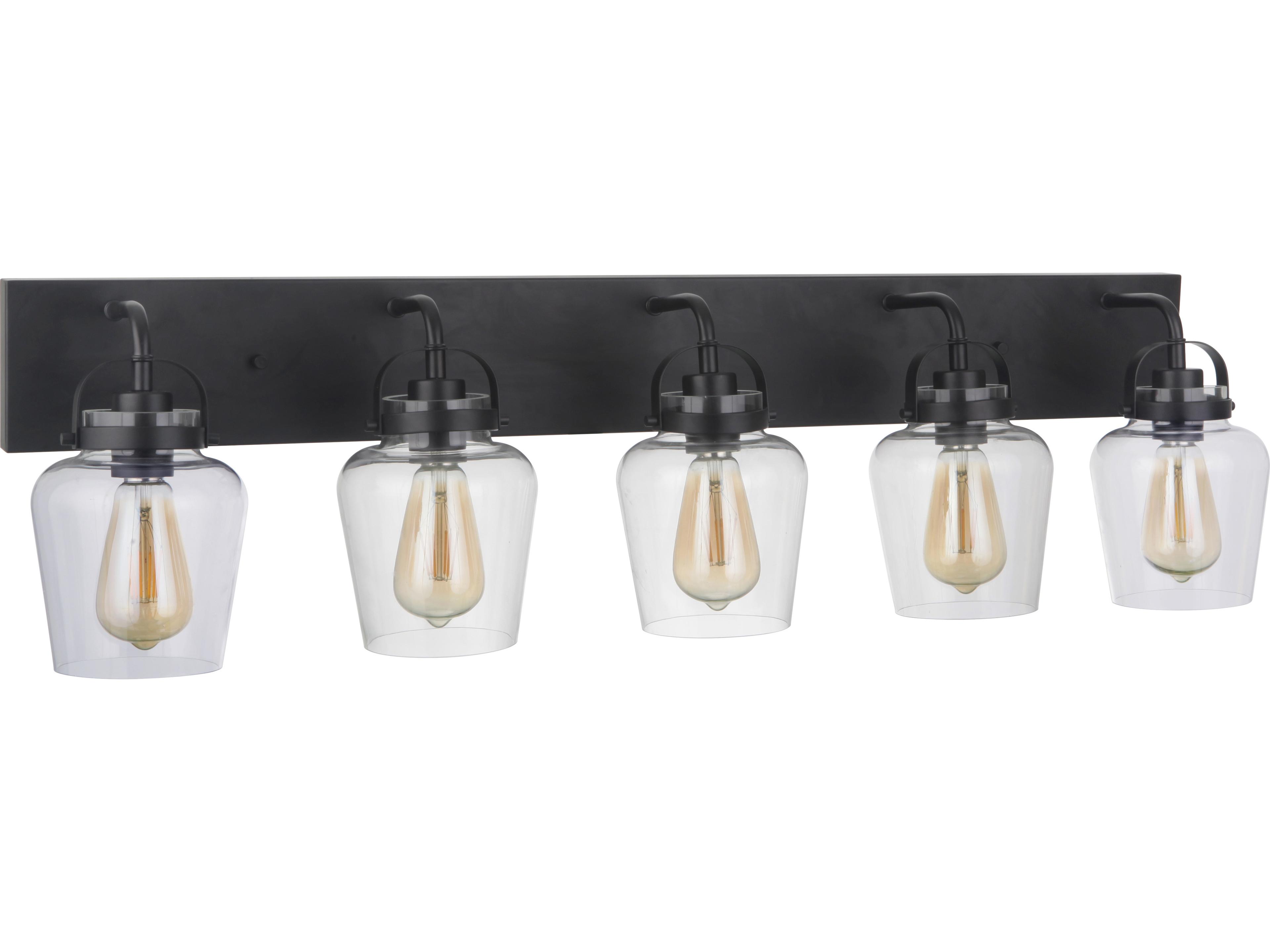 Craftmade Trystan 5-Light Flat Black Glass Vanity Light