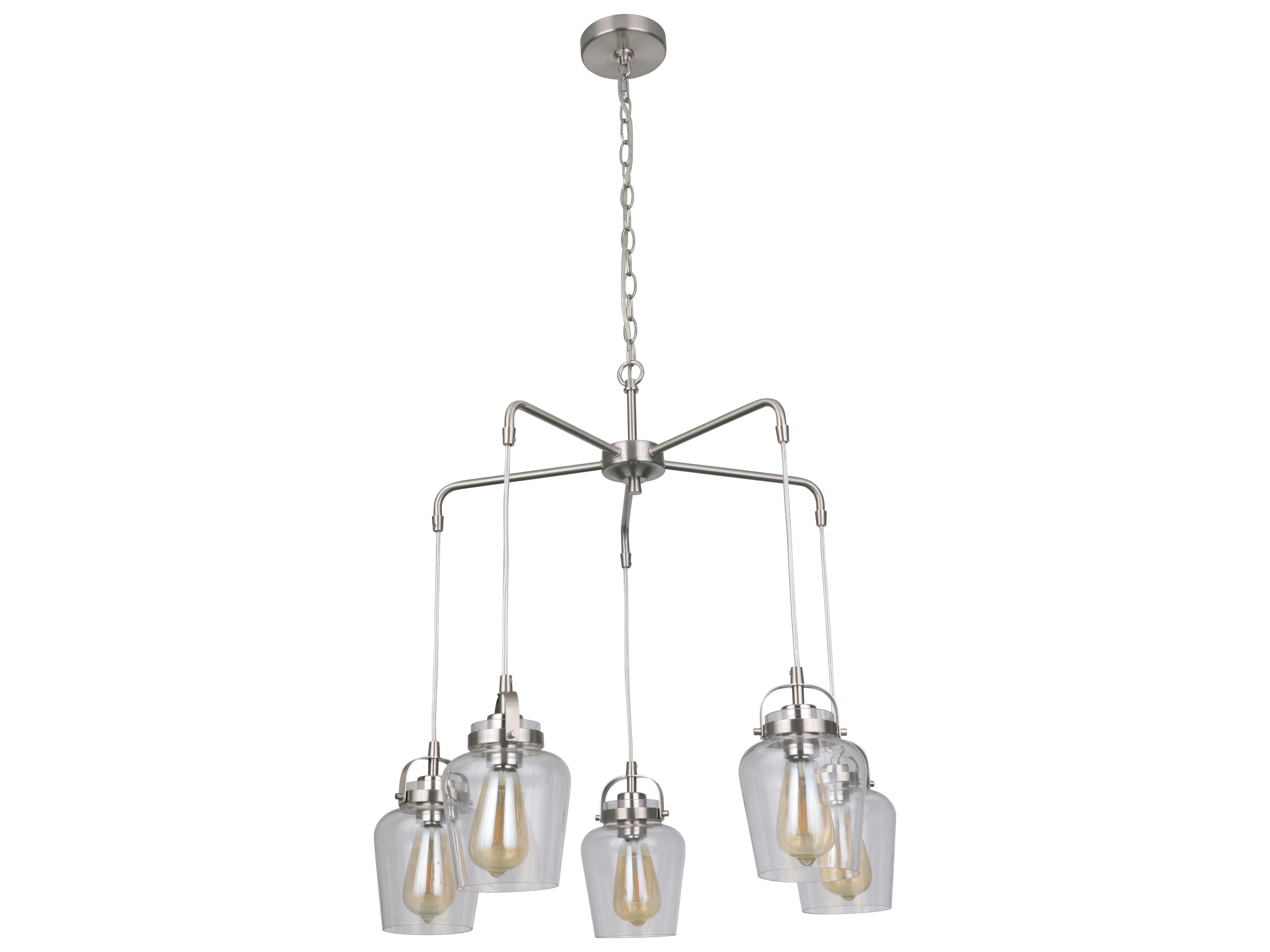 Craftmade Trystan 5-Light Brushed Polished Nickel Glass Bell Chandelier
