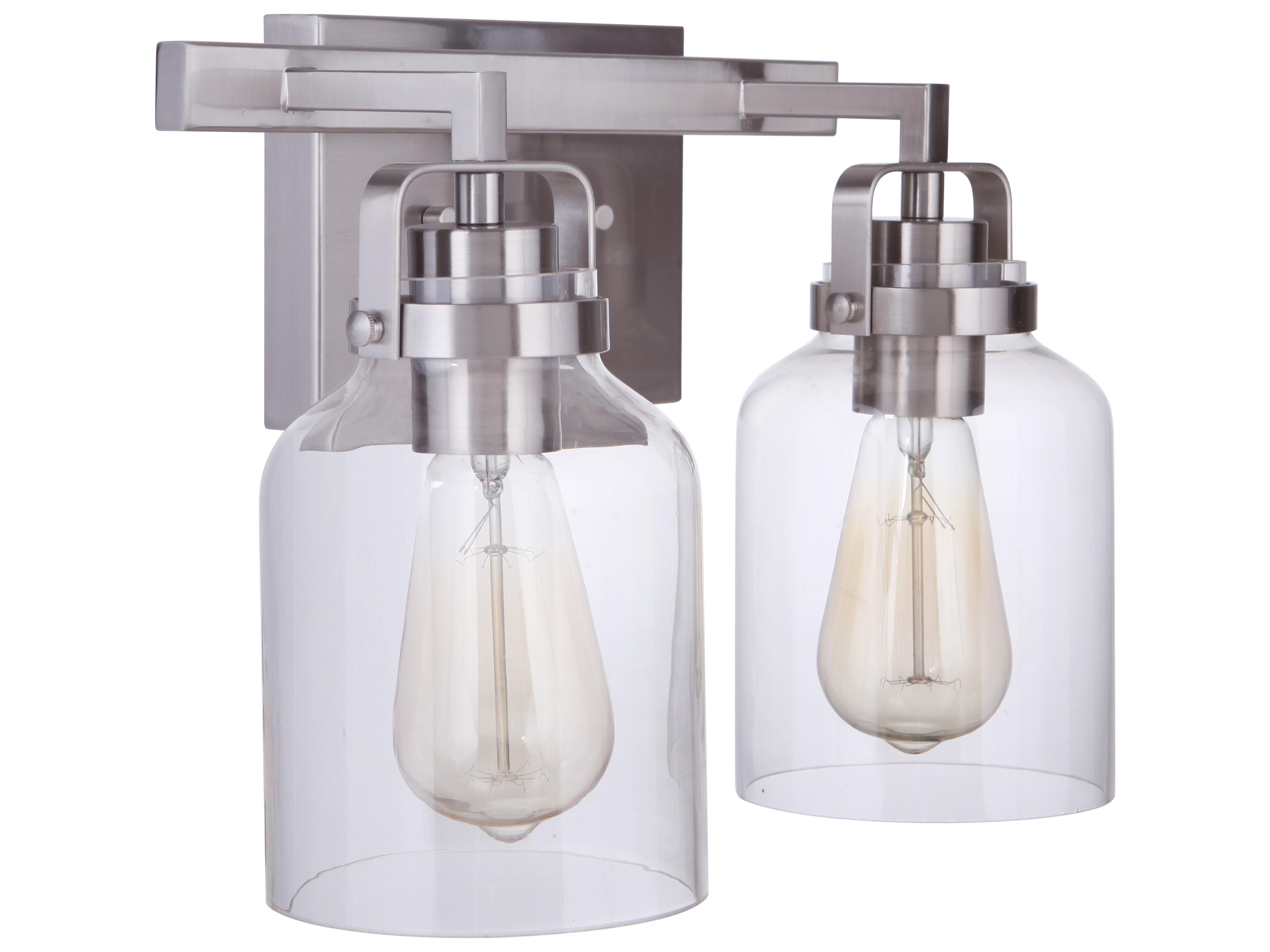 Craftmade Foxwood 2-Light Brushed Polished Nickel Glass Vanity Light