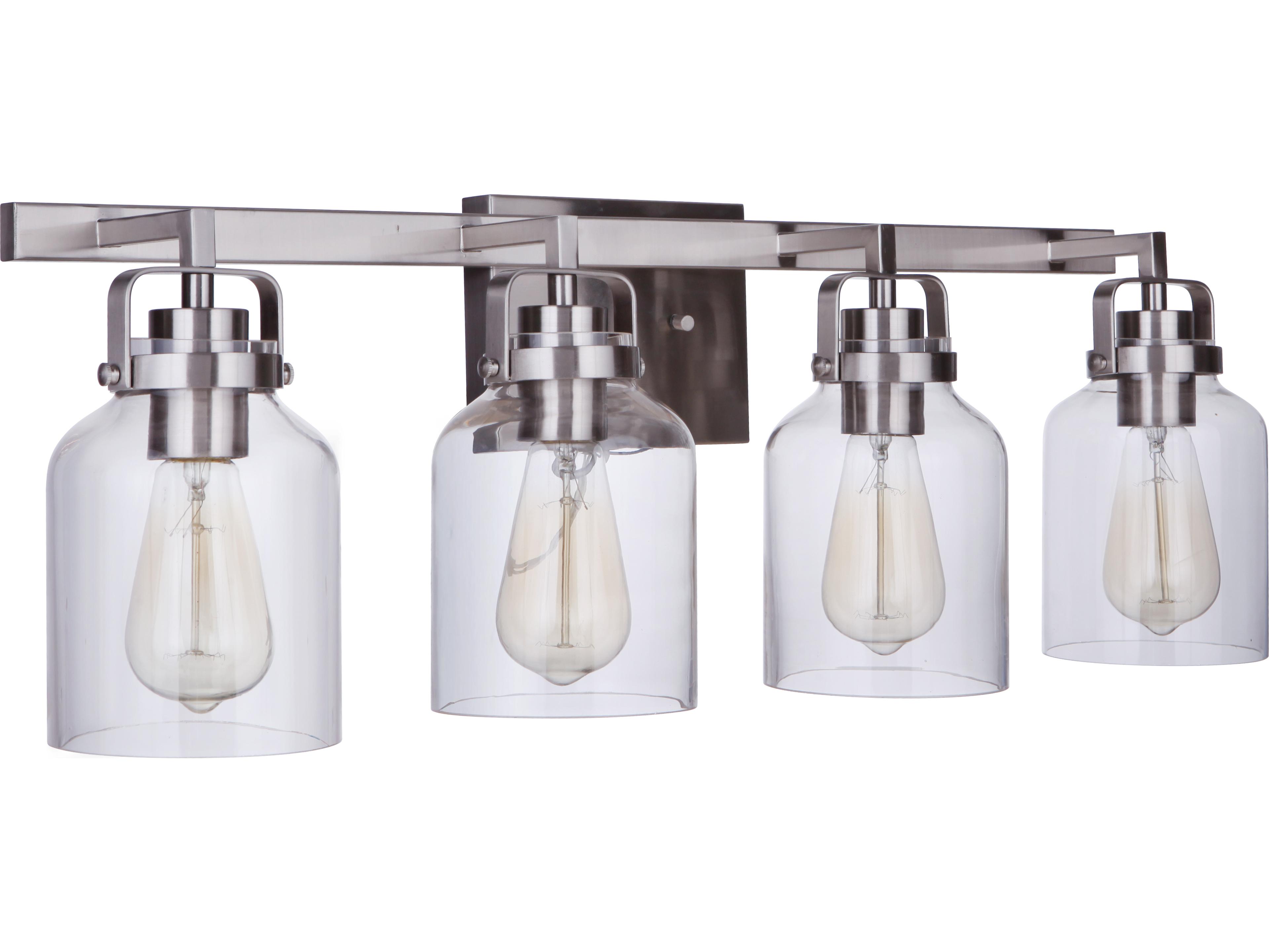 Craftmade Foxwood 4-Light Brushed Polished Nickel Glass Vanity Light