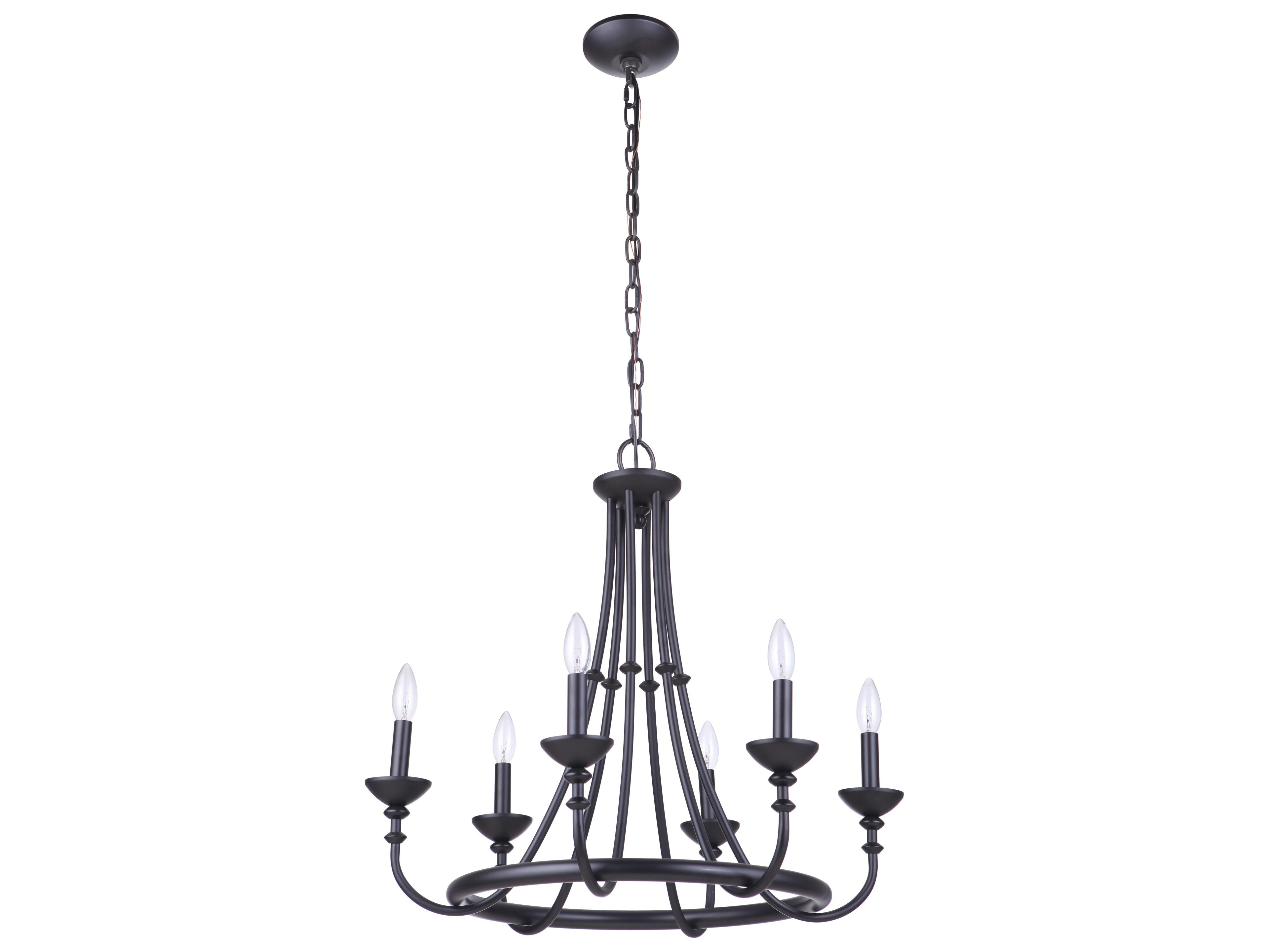 Craftmade Marlowe 6-Light Flat Black Candelabra Chandelier