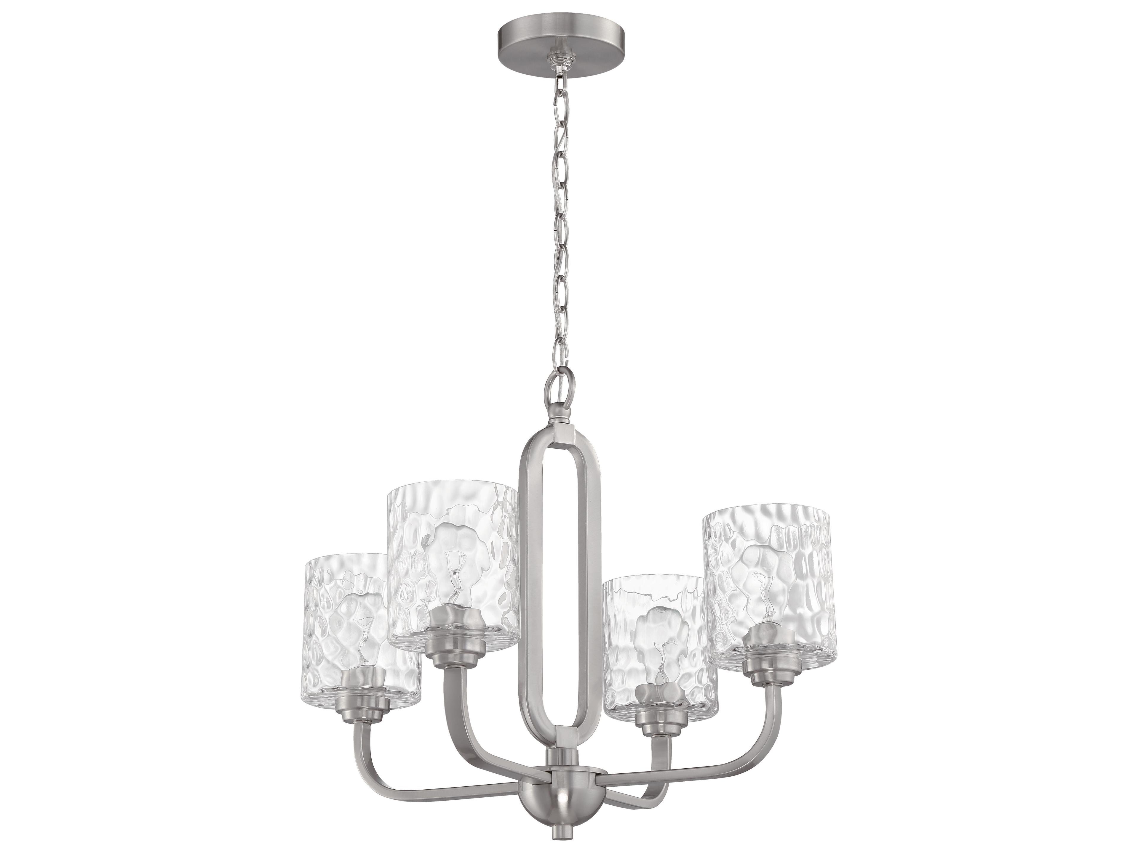 Craftmade Collins 4-Light Brushed Polished Nickel Glass Cylinder Chandelier