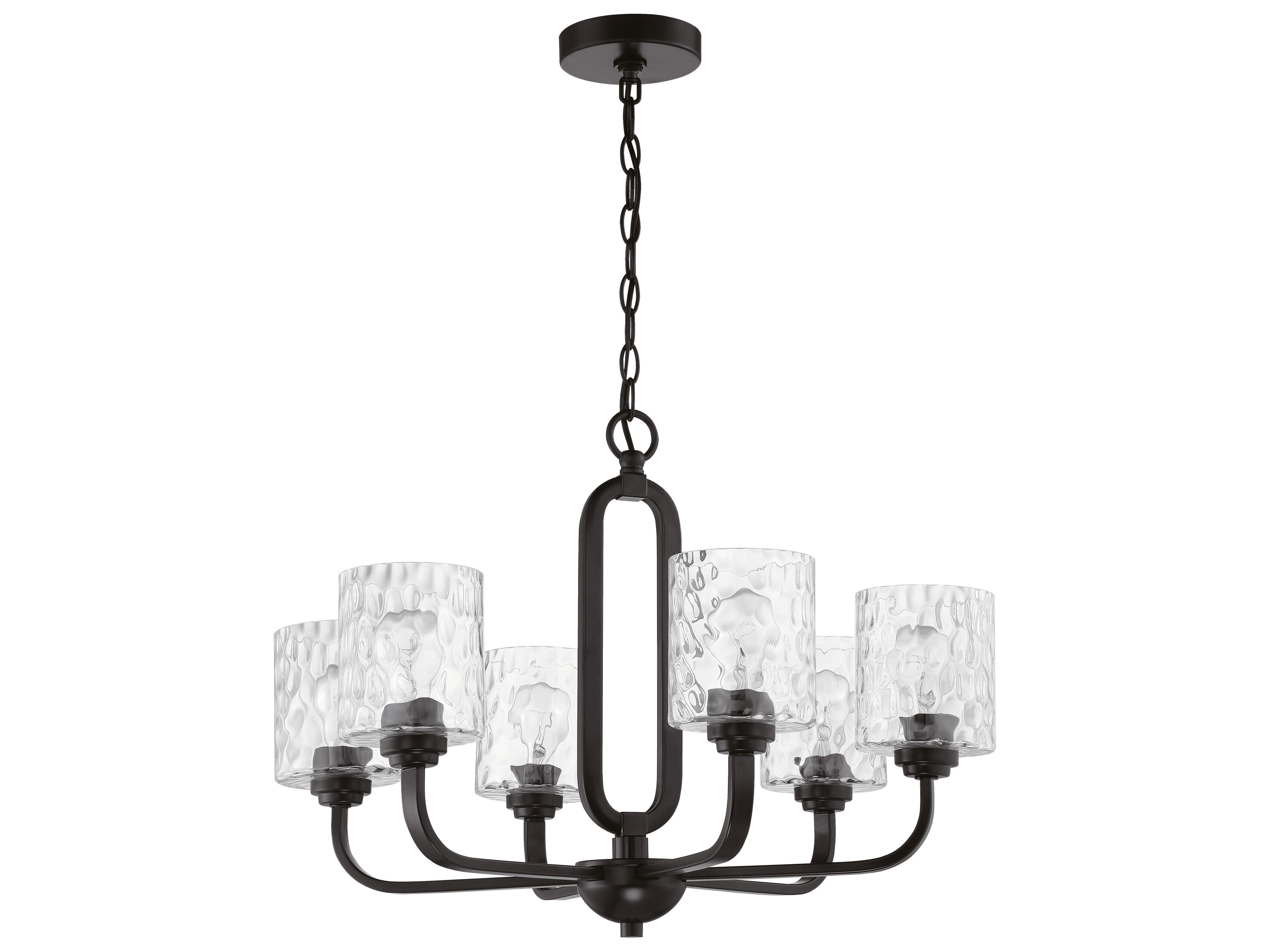 Craftmade Collins 6-Light Flat Black Glass Cylinder Chandelier