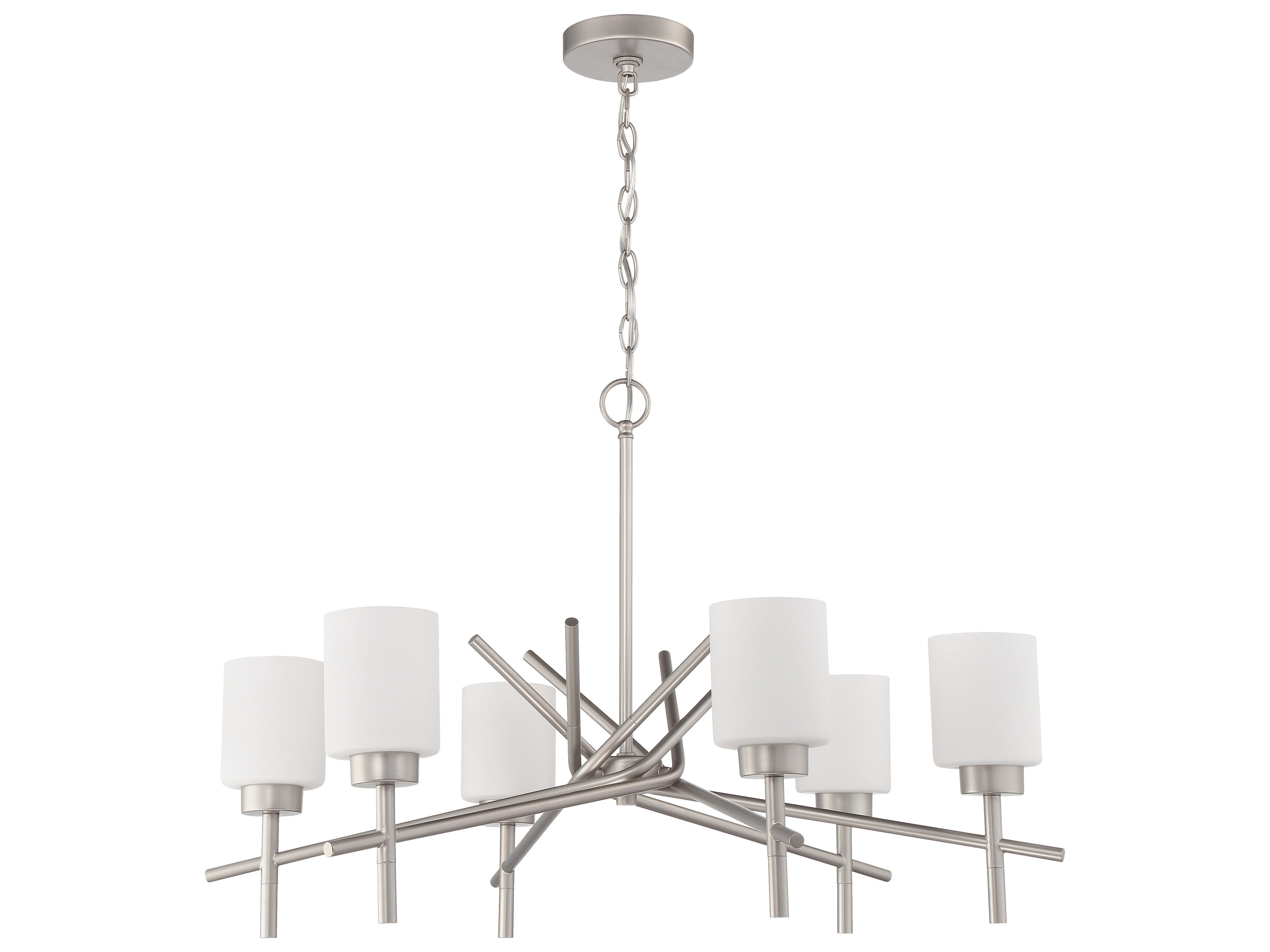 Craftmade Cadence 6-Light Satin Nickel Glass Cylinder Chandelier