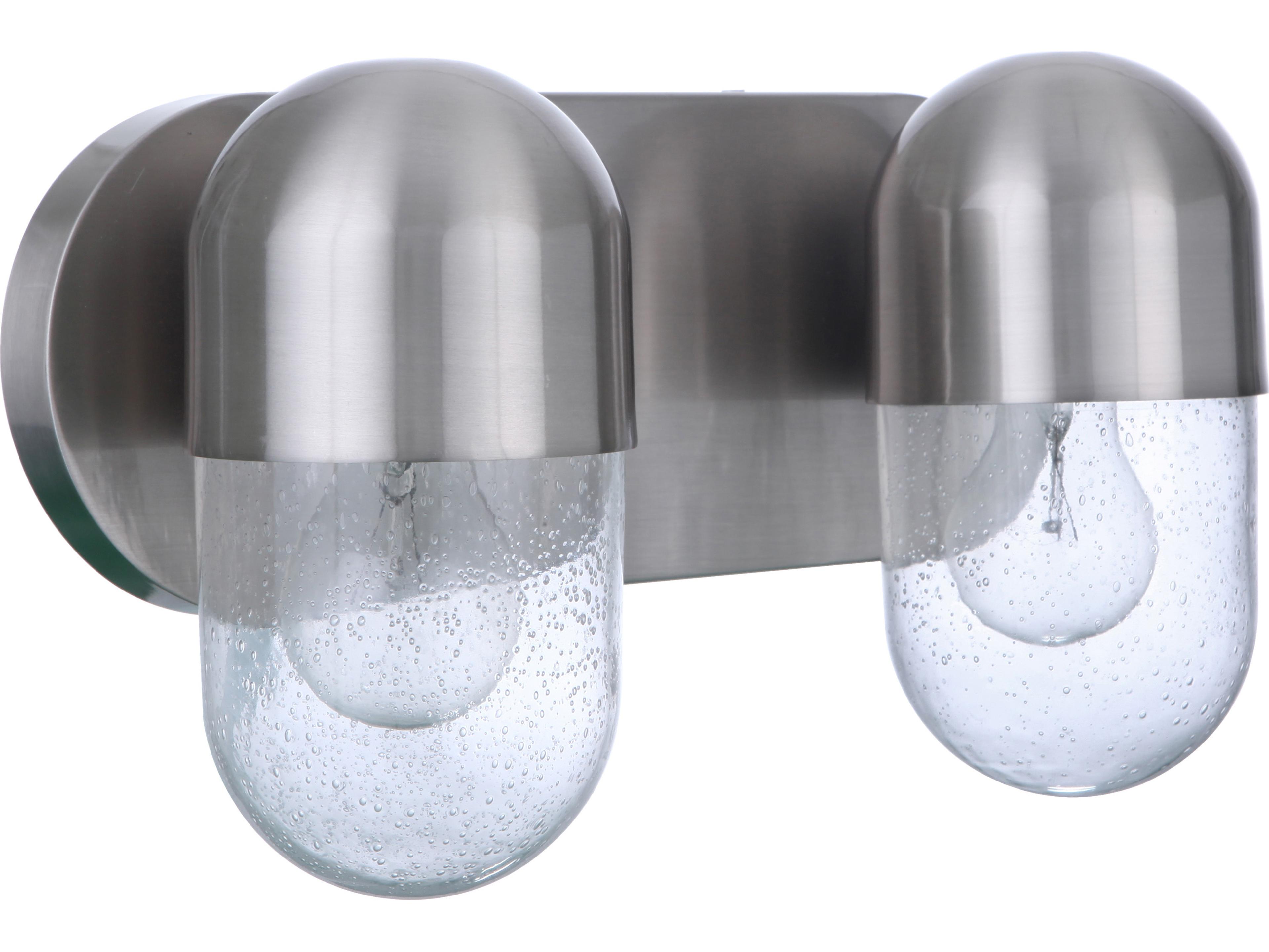 Craftmade Pill 2-Light Brushed Polished Nickel Glass Vanity Light