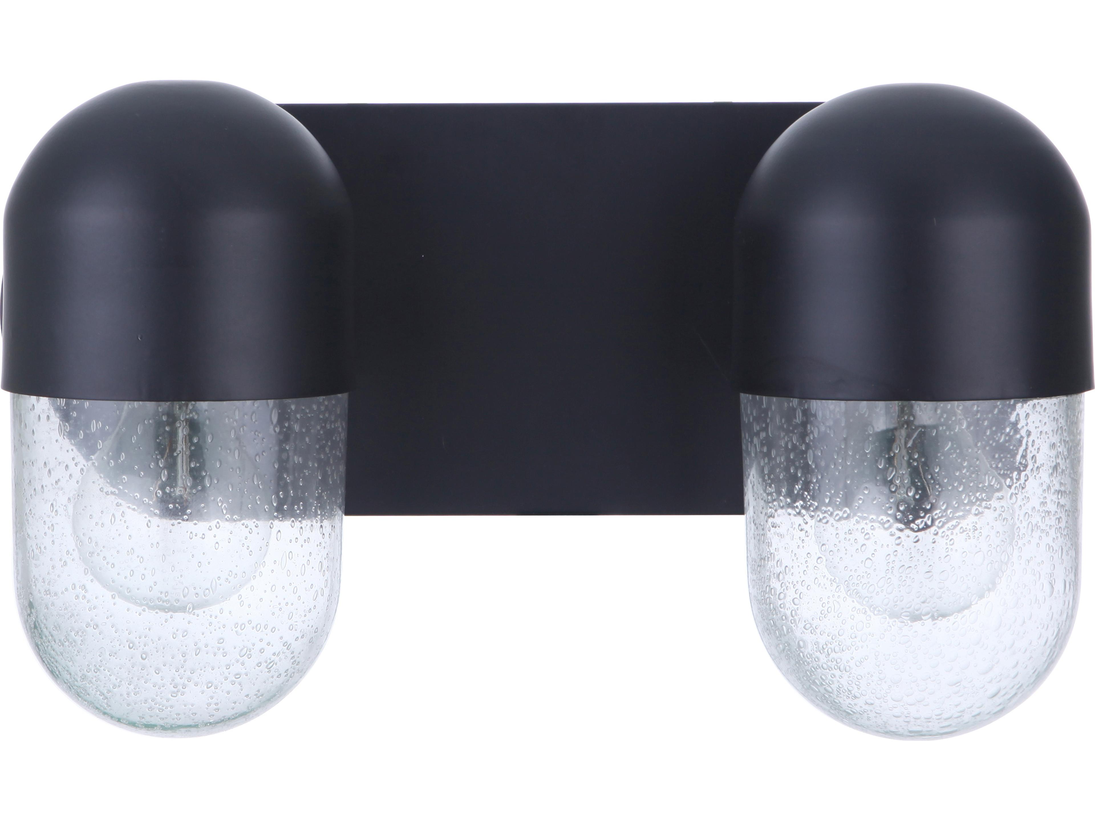 Craftmade Pill 2-Light Flat Black Glass Vanity Light