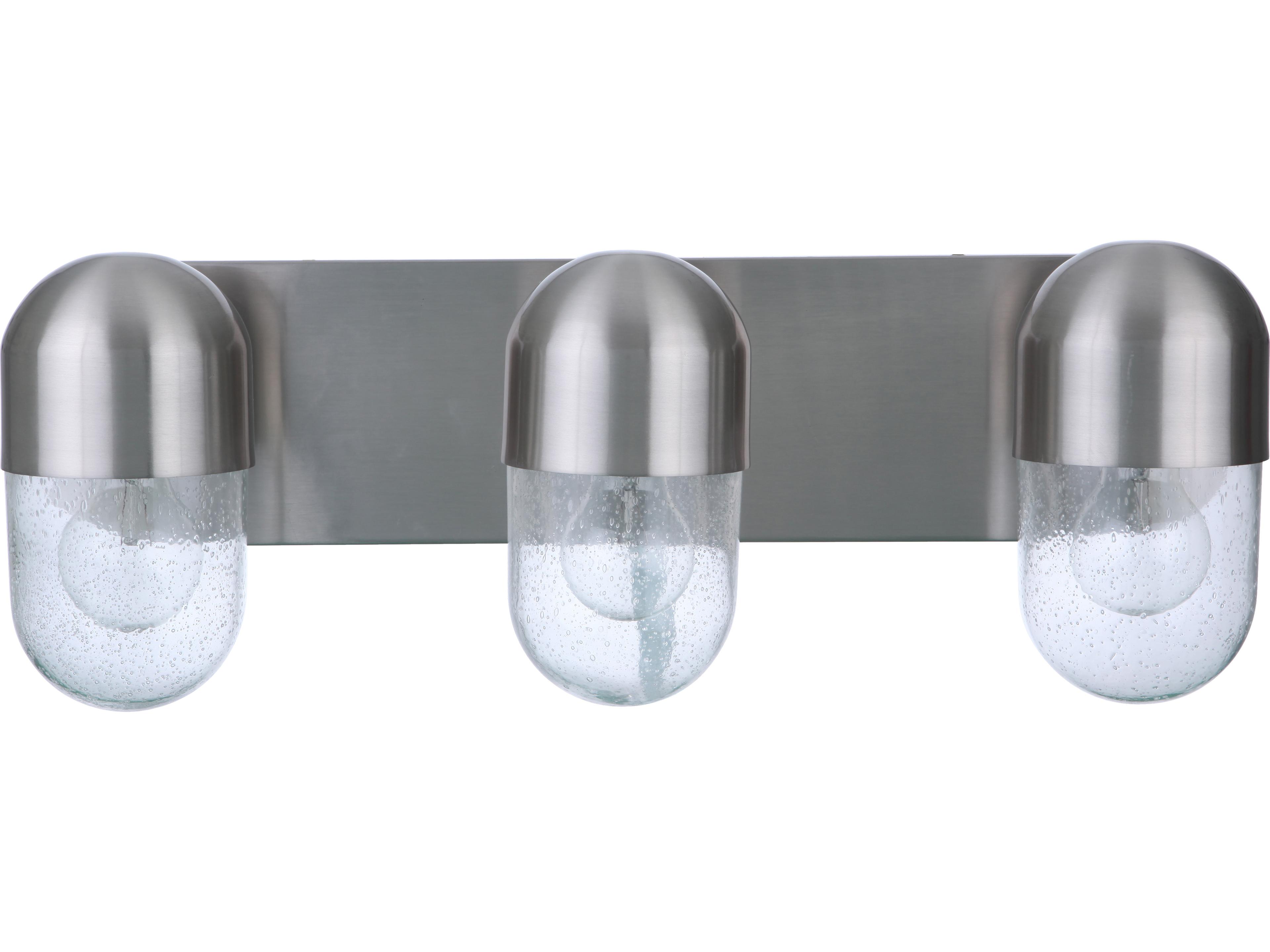 Craftmade Pill 3-Light Brushed Polished Nickel Glass Vanity Light