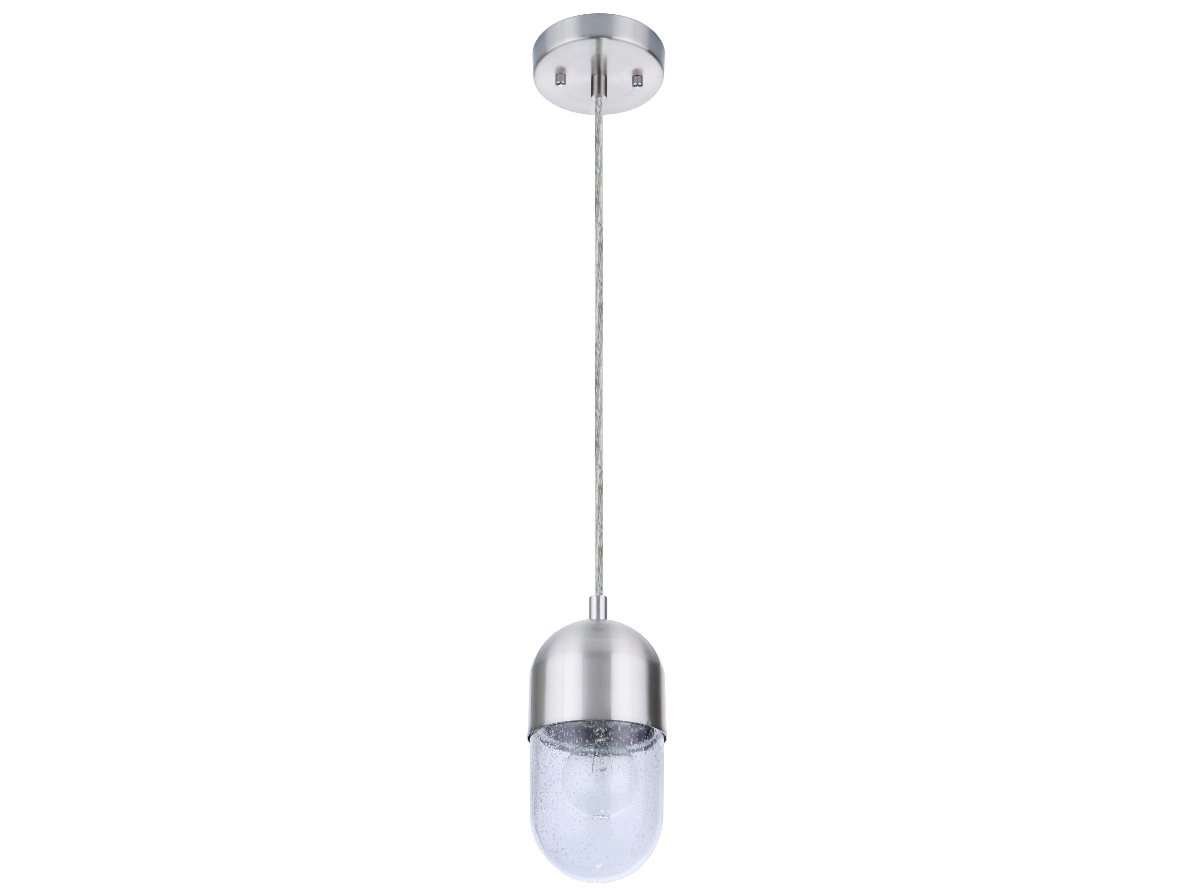 Craftmade Pill 1-Light Brushed Polished Nickel Glass Cylinder Mini Pendant