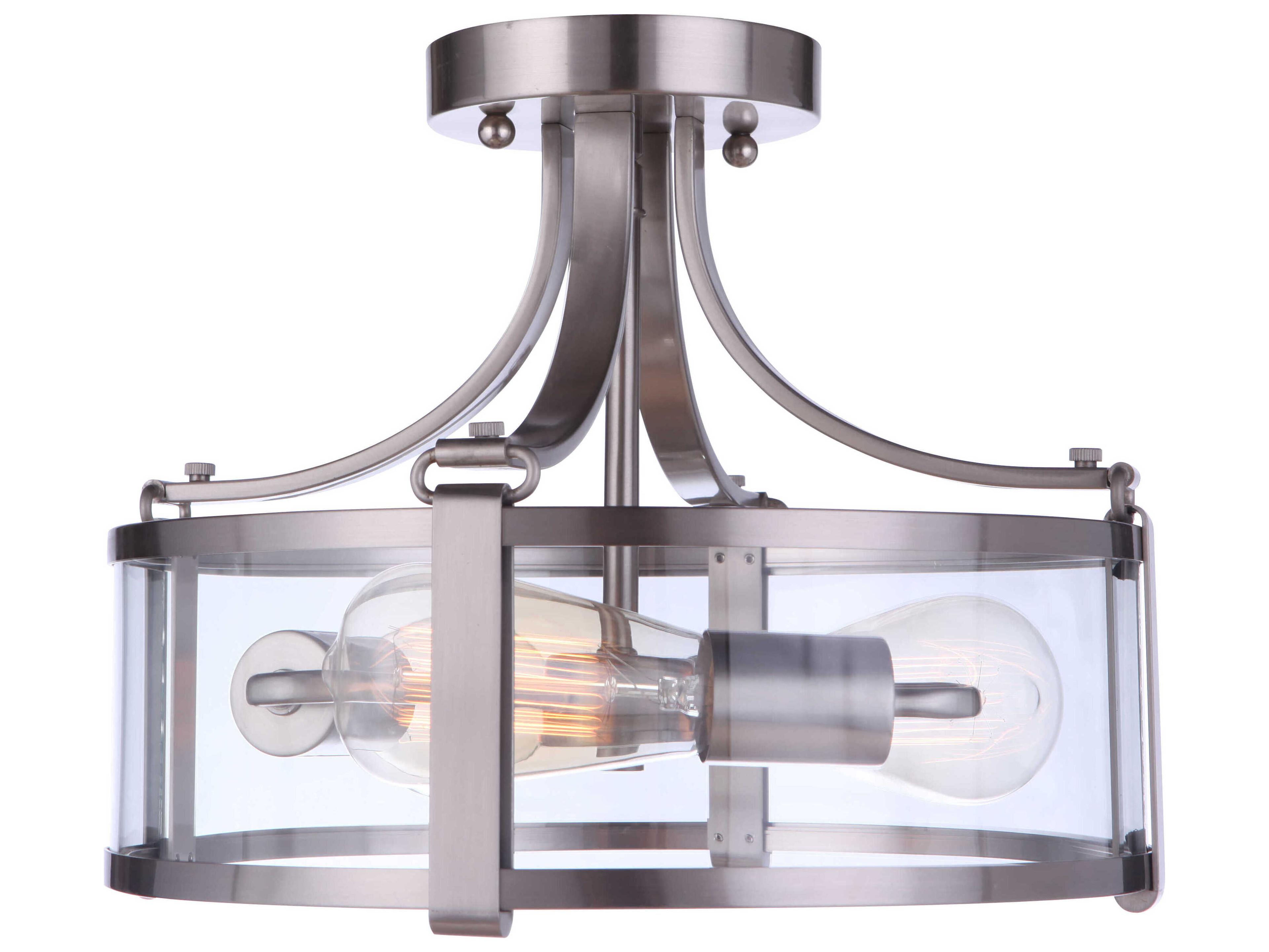 Craftmade Elliot 3-Light Brushed Polished Nickel Glass Drum Semi Flush Mount