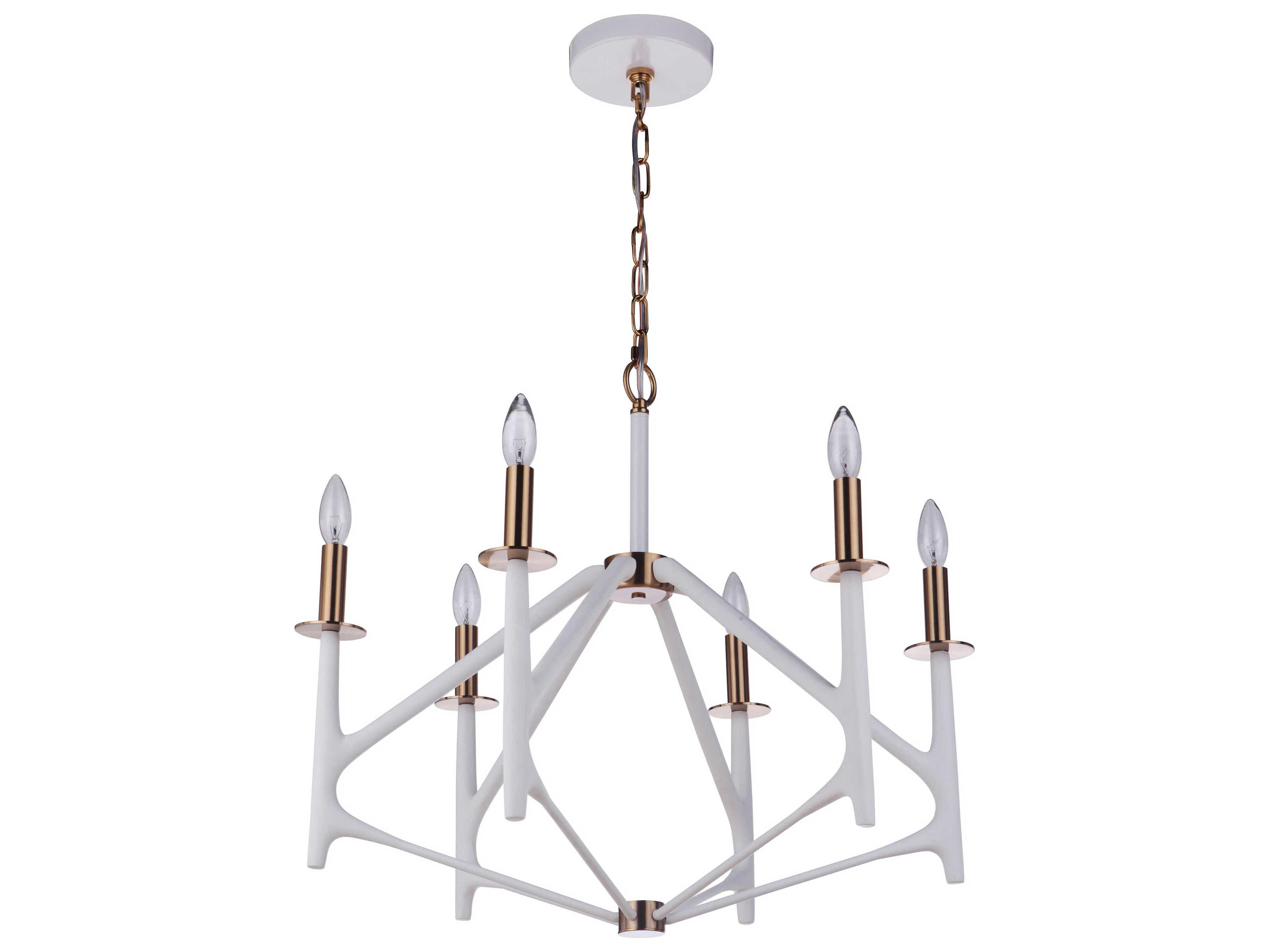 Craftmade The Reserve 6-Light Matte White Satin Brass Candelabra Chandelier