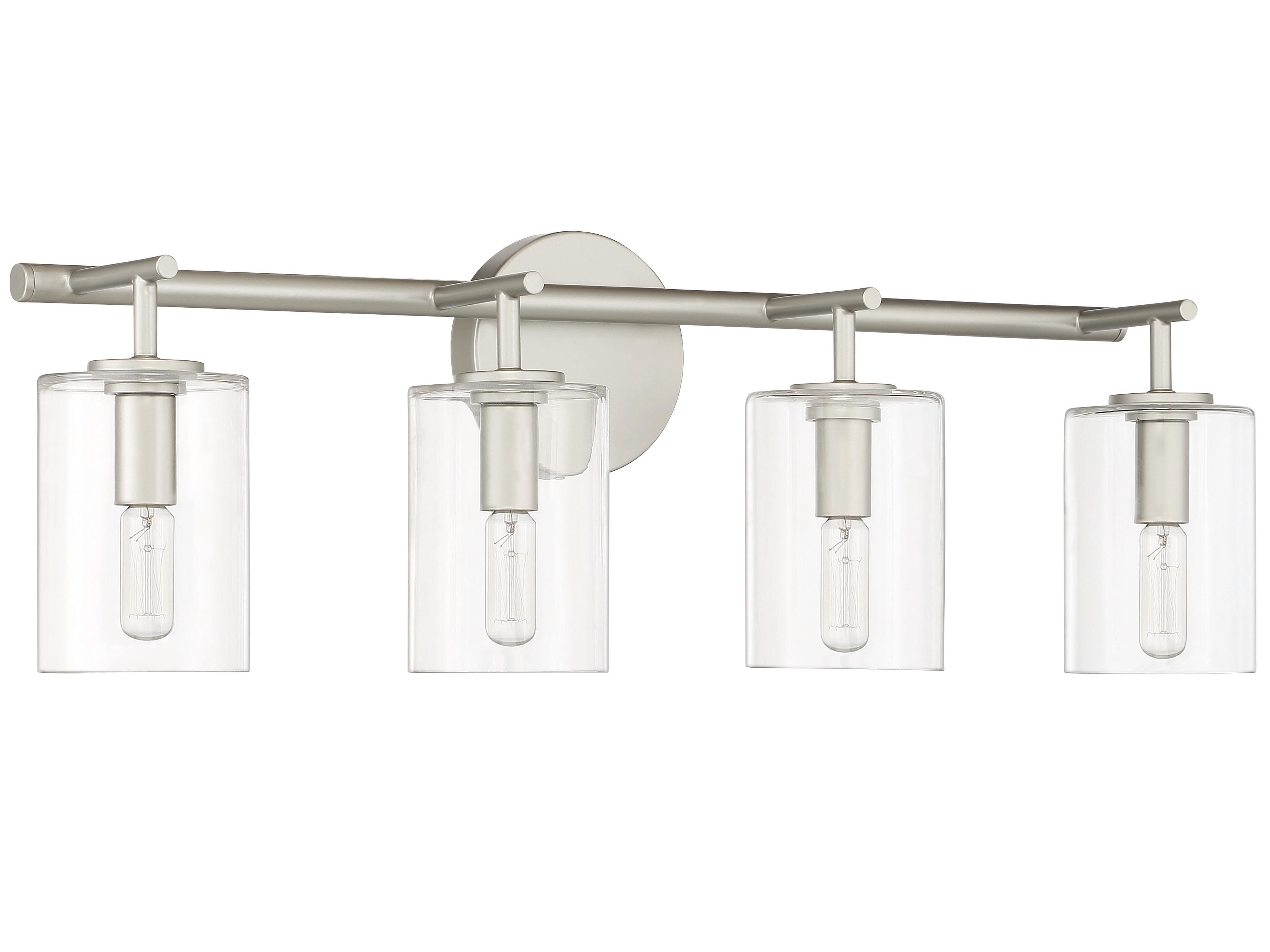Craftmade Hailie 4-Light Satin Nickel Glass Vanity Light