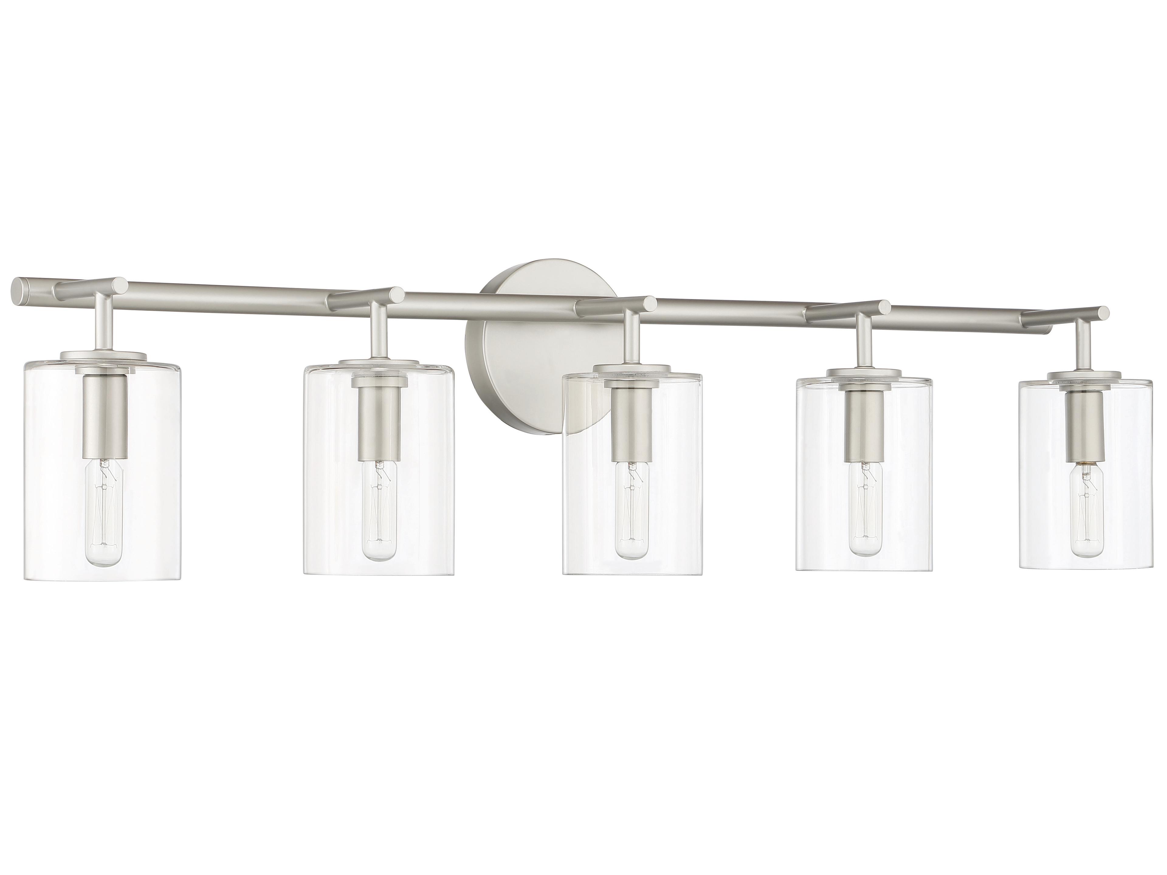 Craftmade Hailie 5-Light Satin Nickel Glass Vanity Light