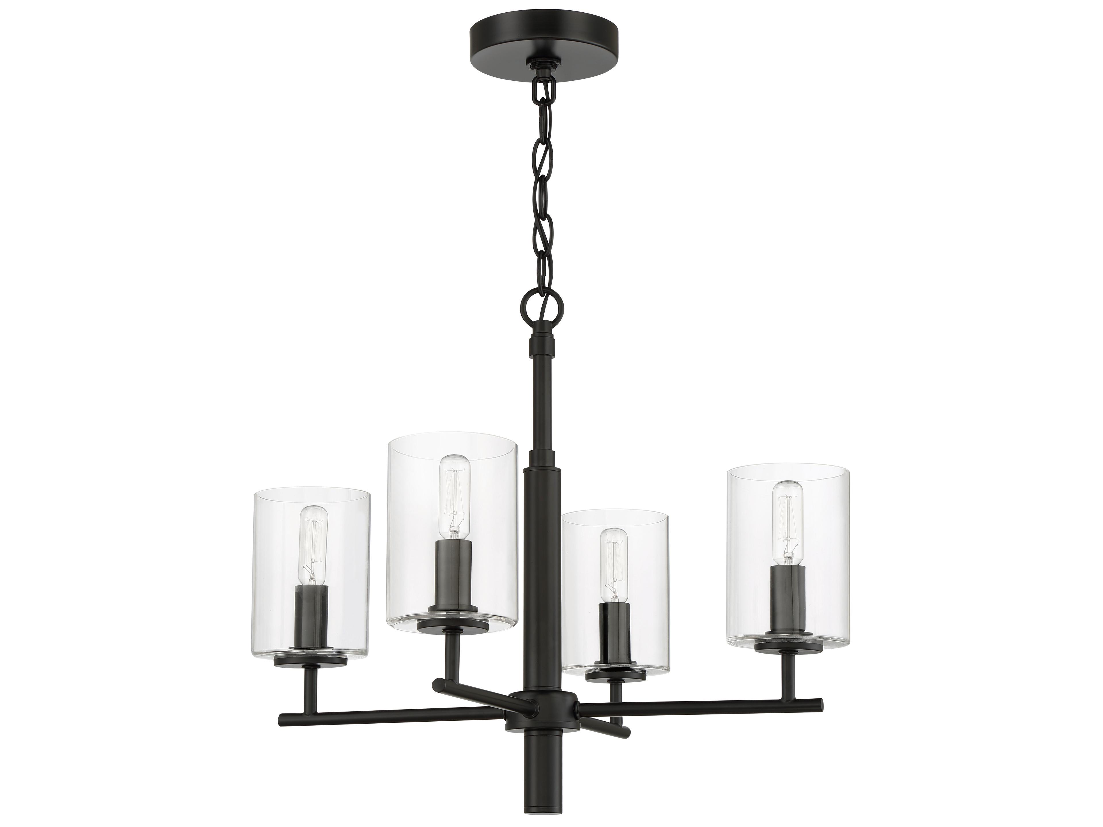 Craftmade Hailie 4-Light Flat Black Glass Cylinder Chandelier