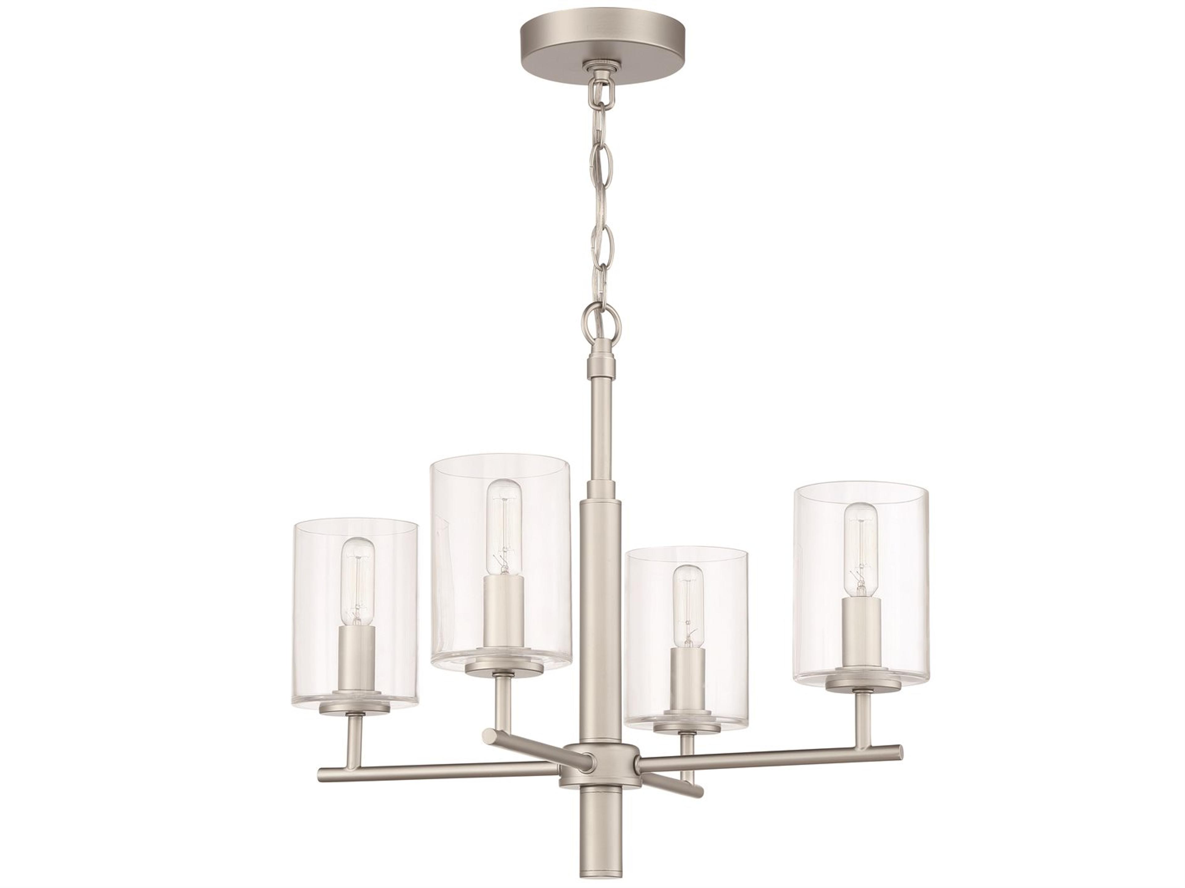 Craftmade Hailie 4-Light Satin Nickel Glass Cylinder Chandelier