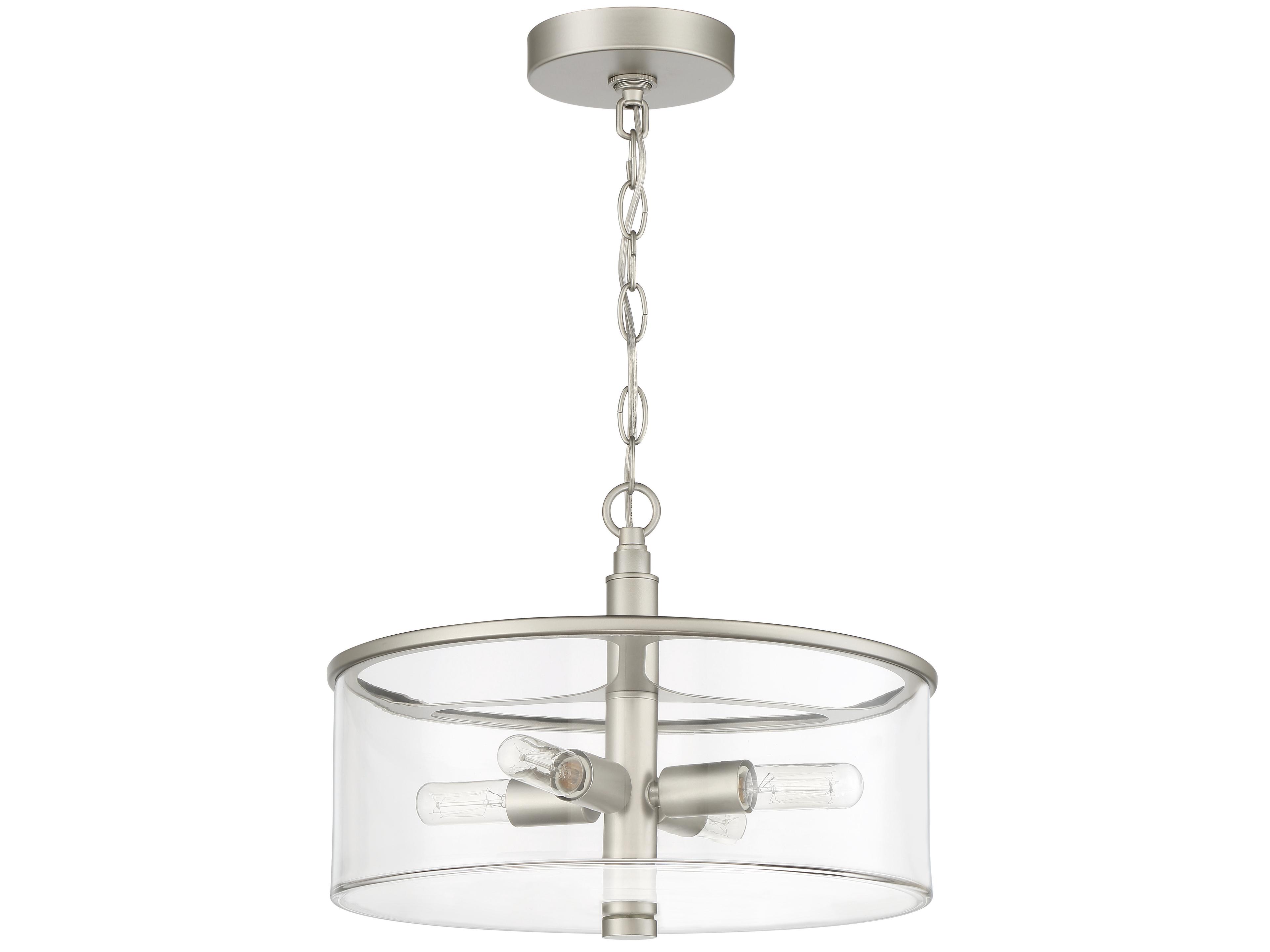Craftmade Hailie 4-Light Satin Nickel Glass Drum Pendant