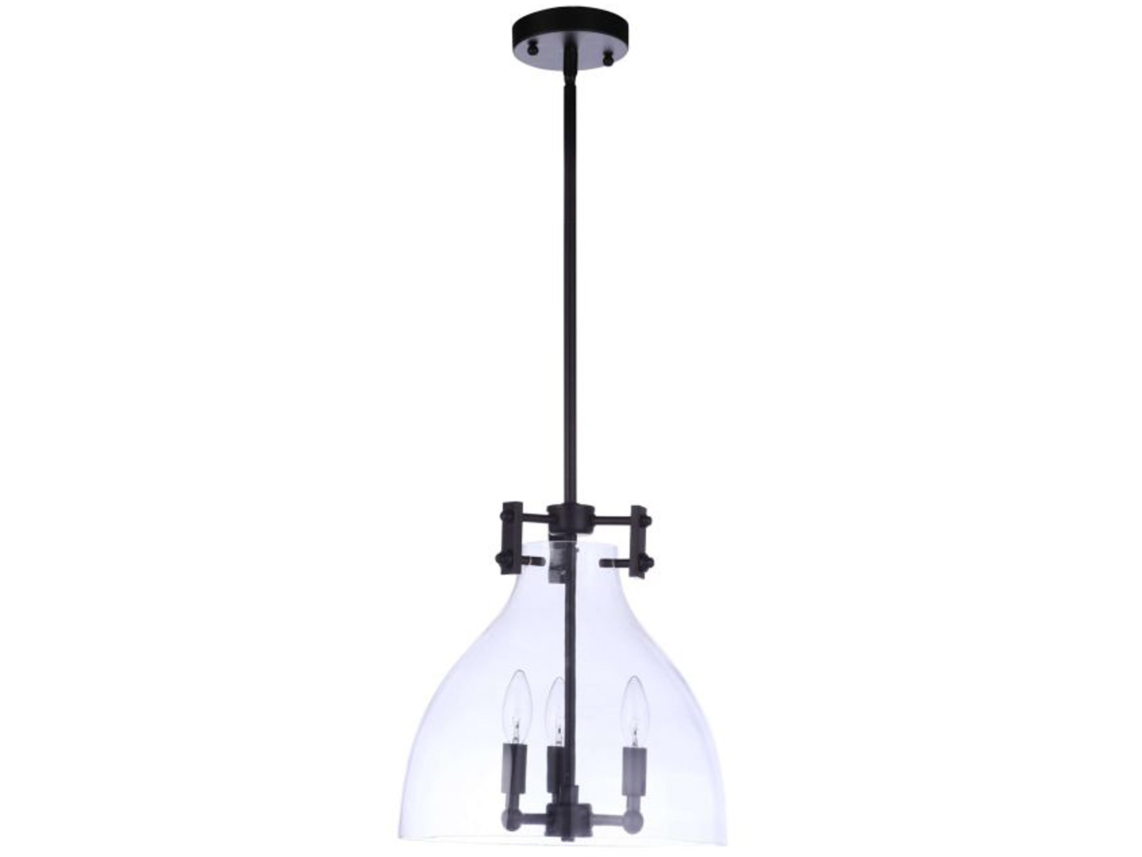 Craftmade Chardonnay 3-Light Flat Black Glass Bell Chandelier