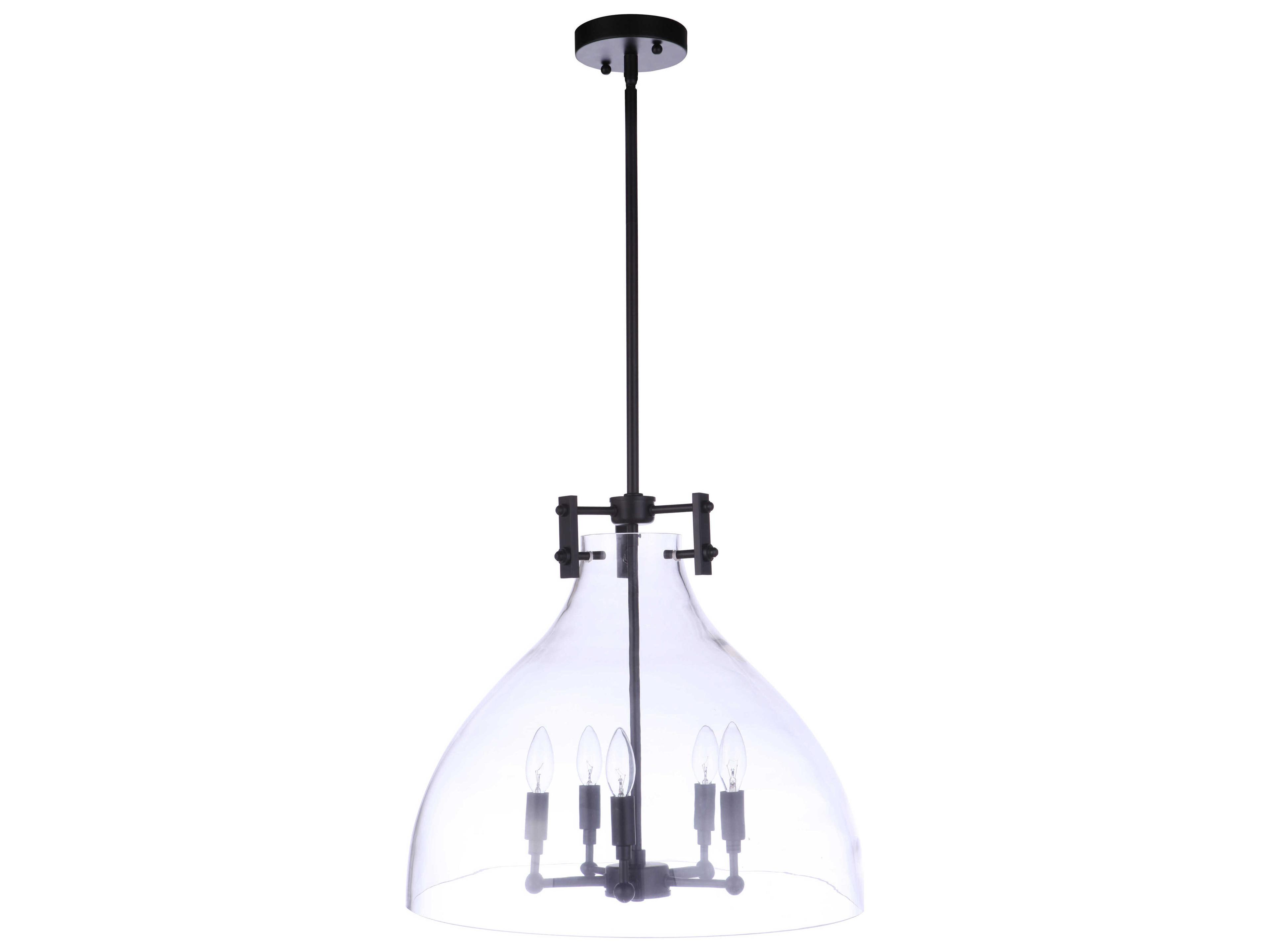 Craftmade Chardonnay 5-Light Flat Black Glass Bell Chandelier
