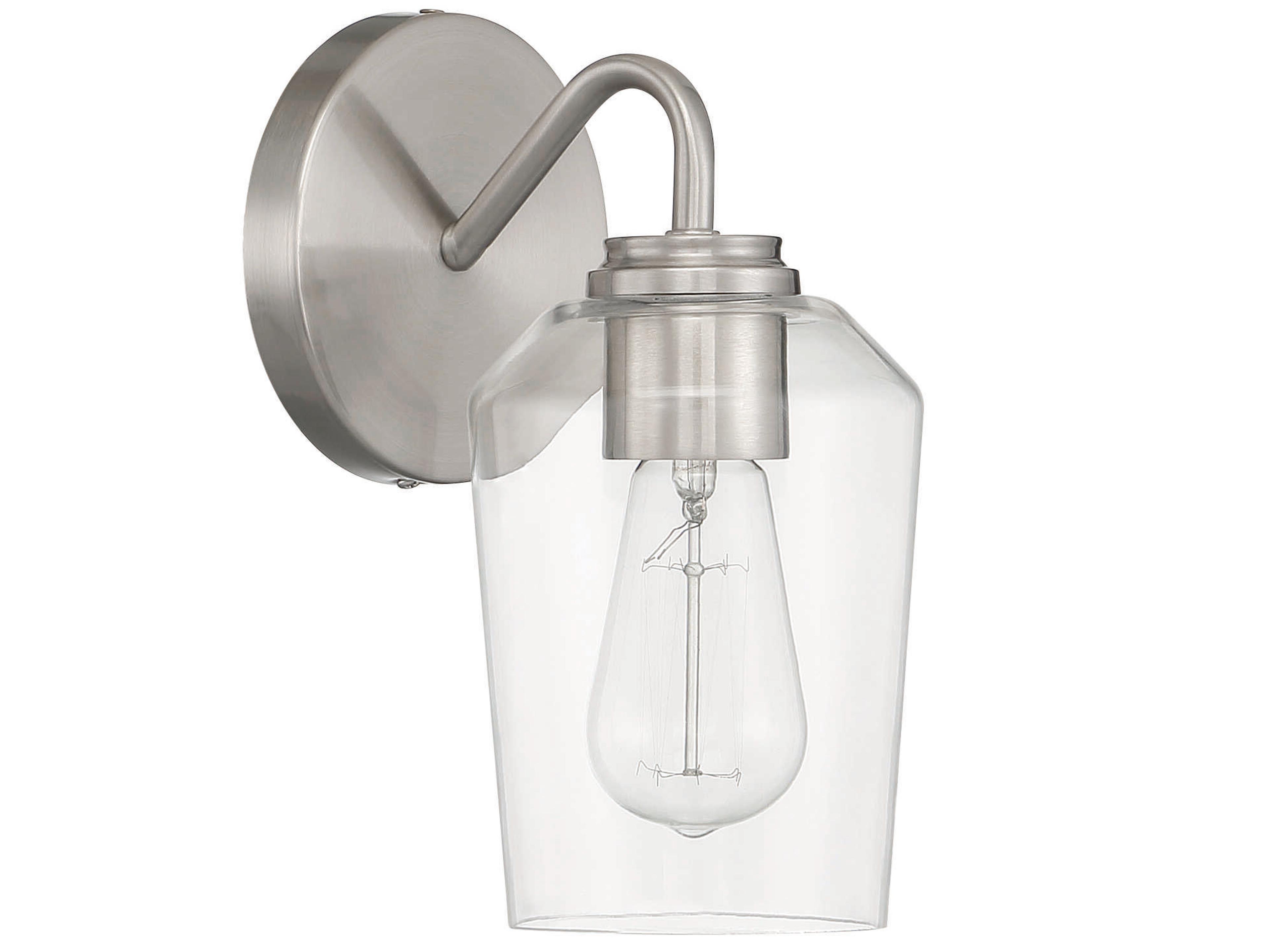 Craftmade Shayna 1-Light Brushed Polished Nickel Glass Vanity Light