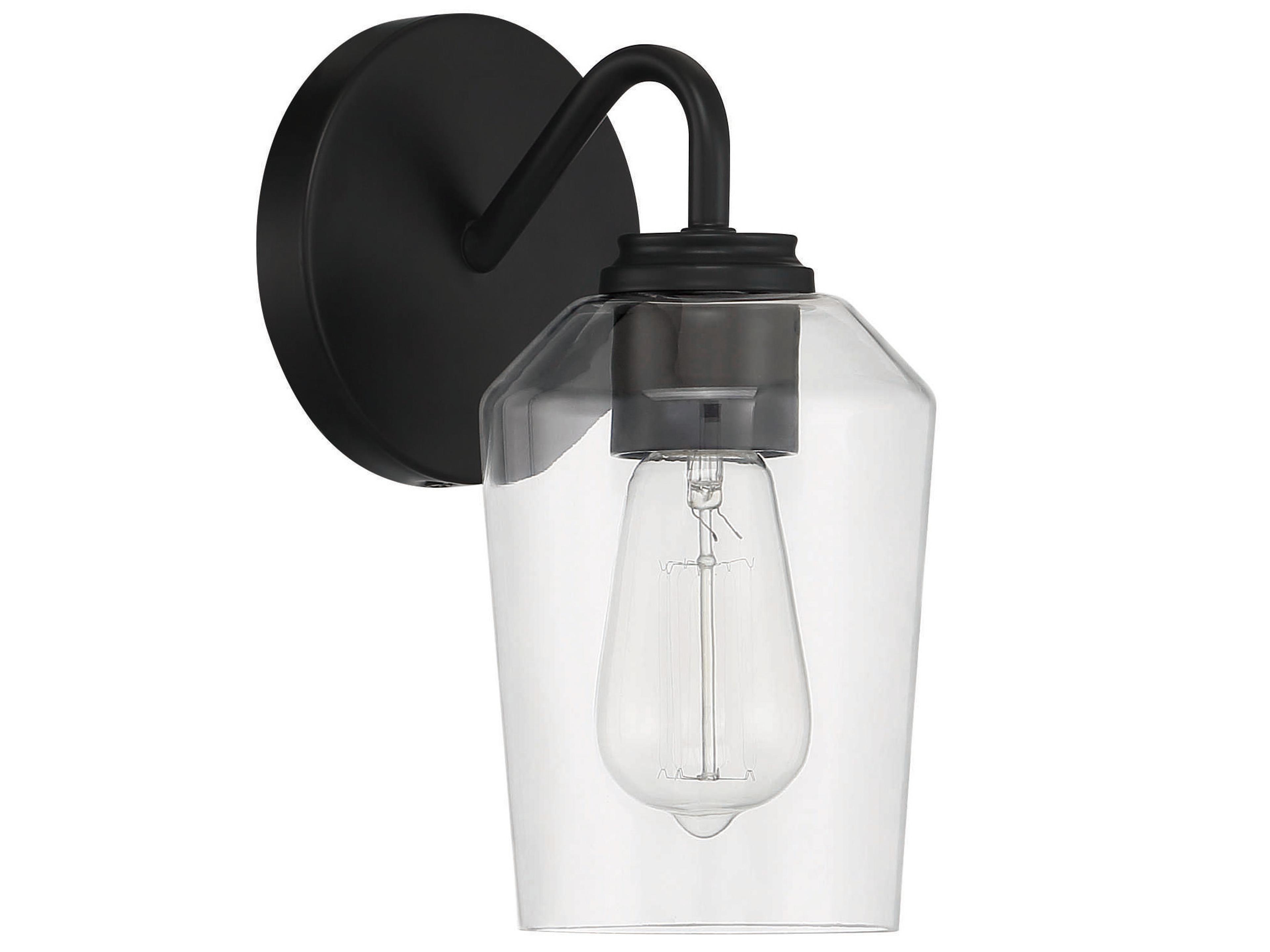 Craftmade Shayna 1-Light Flat Black Glass Vanity Light