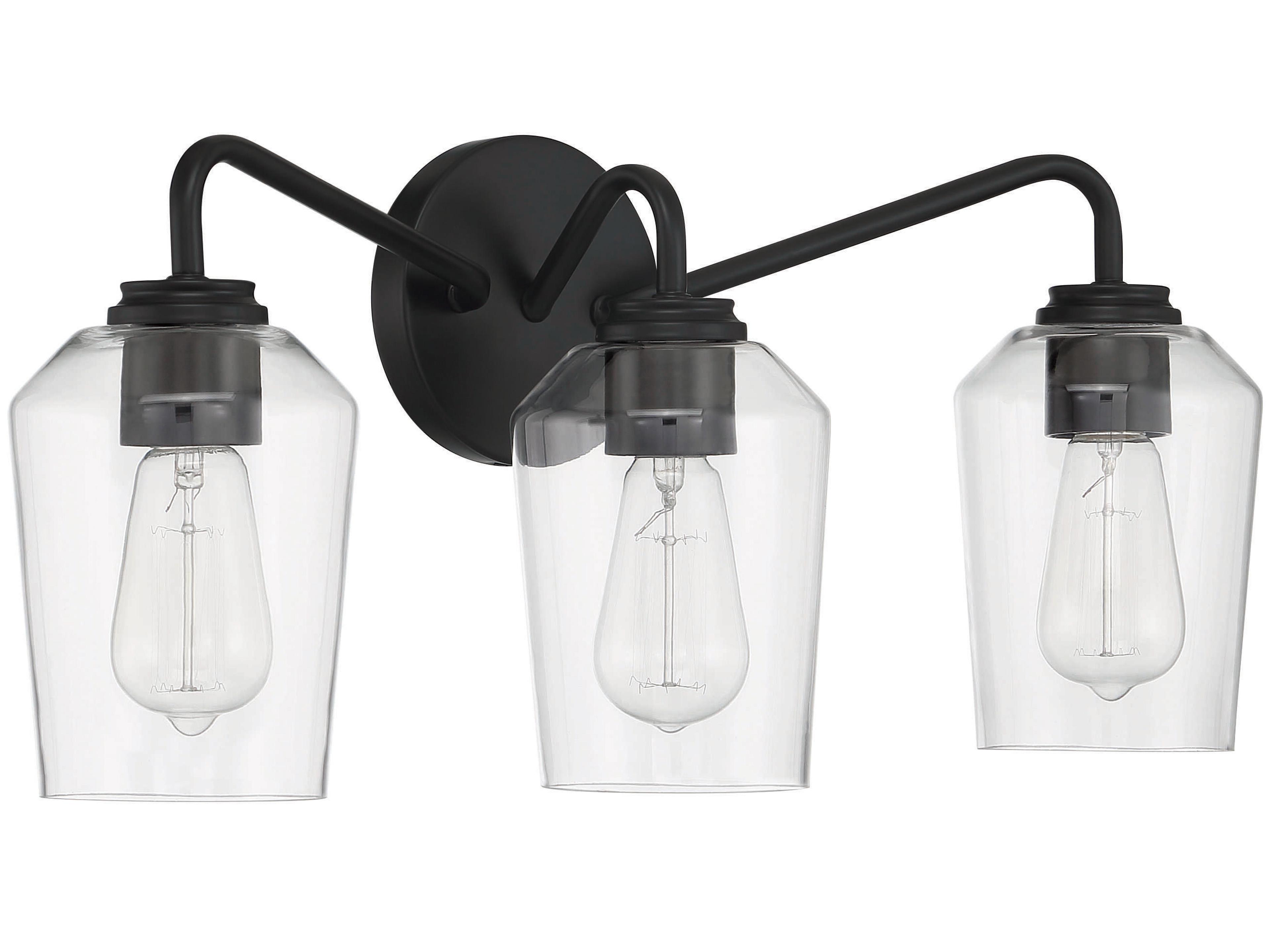 Craftmade Shayna 3-Light Flat Black Glass Vanity Light